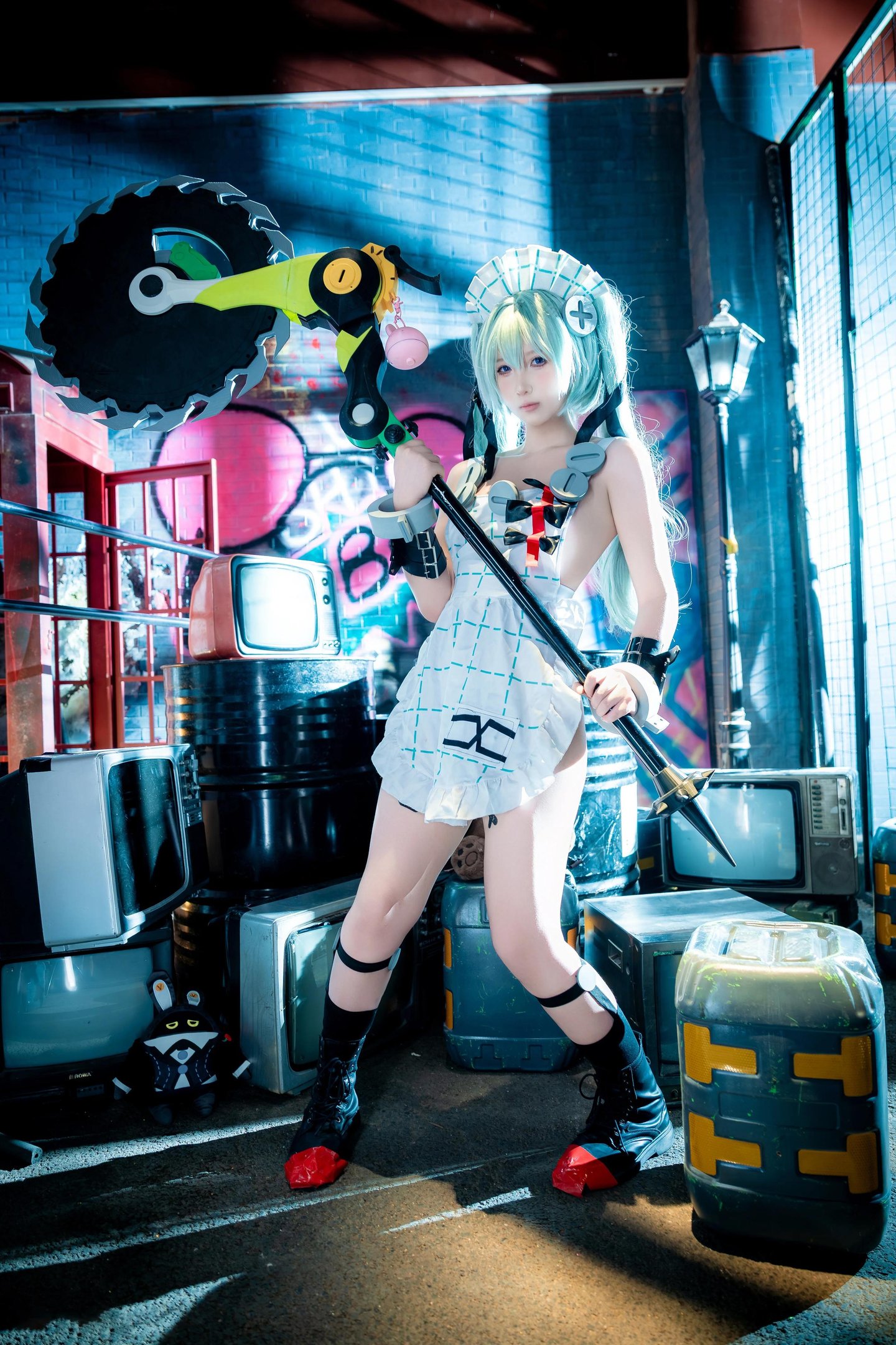 【コスプレ】小和甜酒 - 绝区零 可琳：緑髪メイドの機械シーン 69P