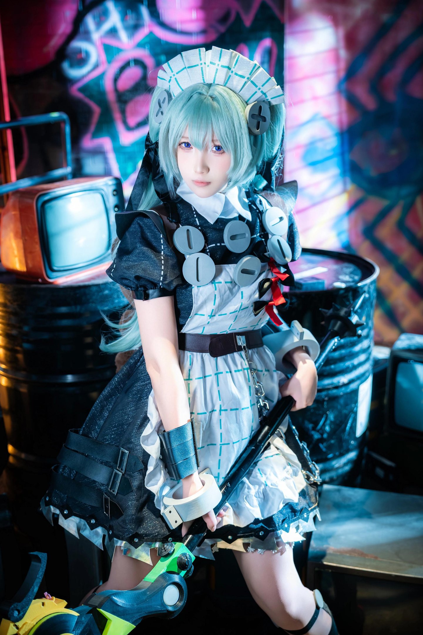 【コスプレ】小和甜酒 - 绝区零 可琳：緑髪メイドの機械シーン 69P