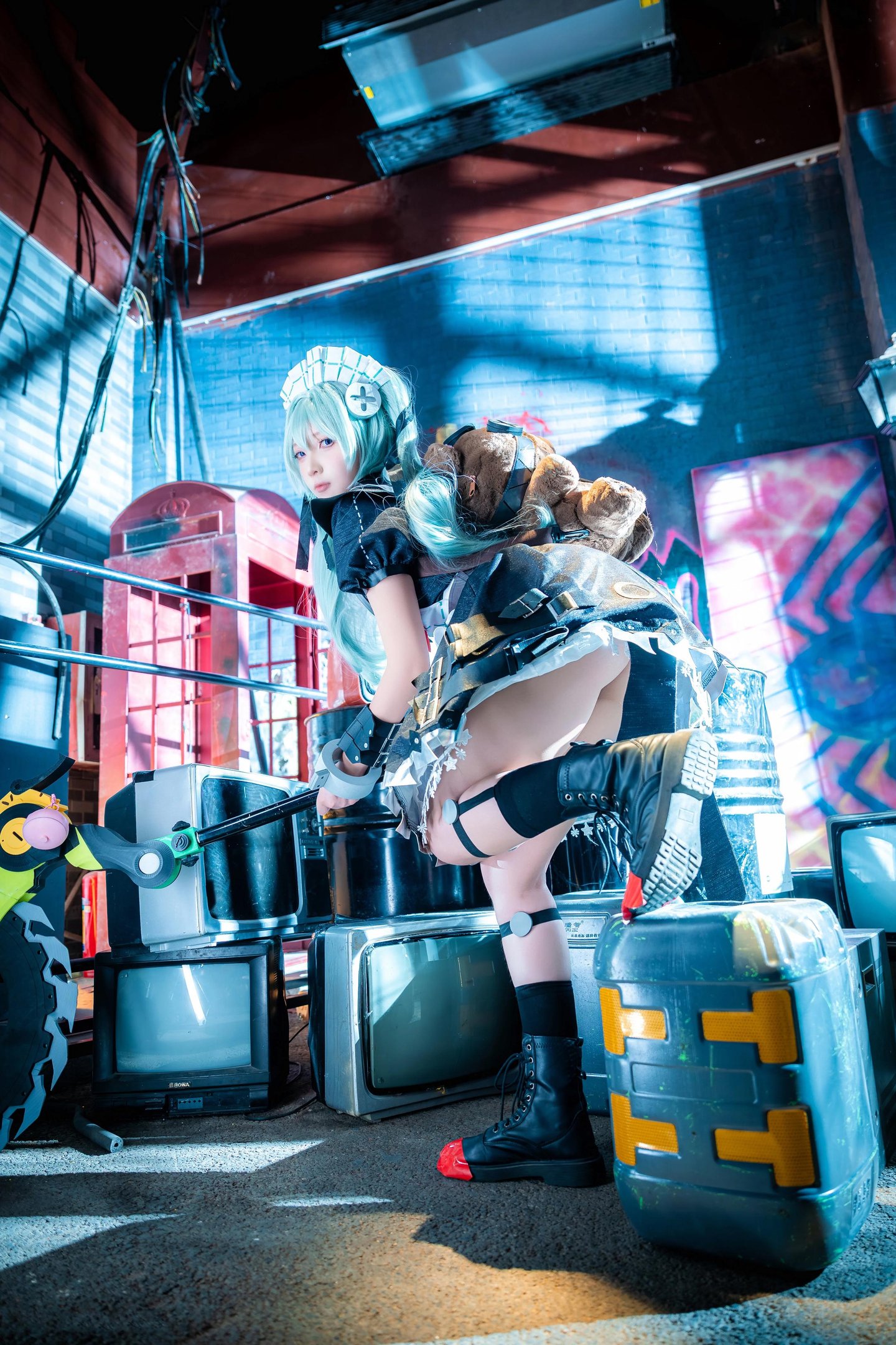 [Cosplay] Xiao He Sweet Wine - Zero Escape Kelin: Green-Haired Maid Mechanical Scene Character Recreation 69P
