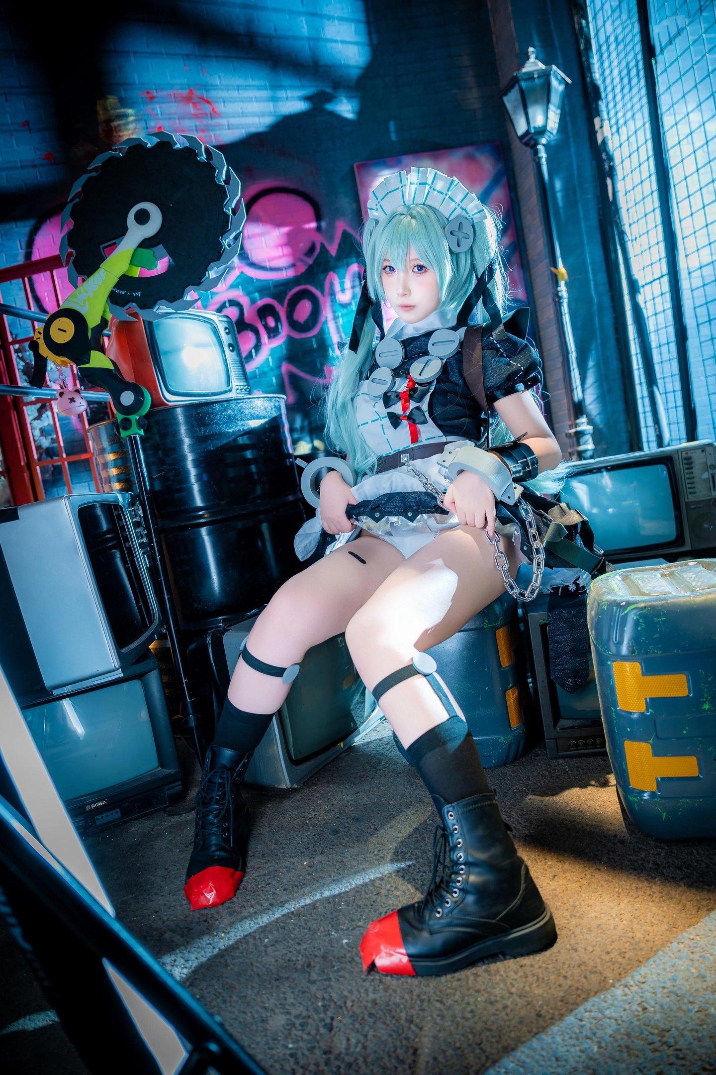 [Cosplay] Xiao He Sweet Wine - Zero Escape Kelin: Green-Haired Maid Mechanical Scene Character Recreation 69P