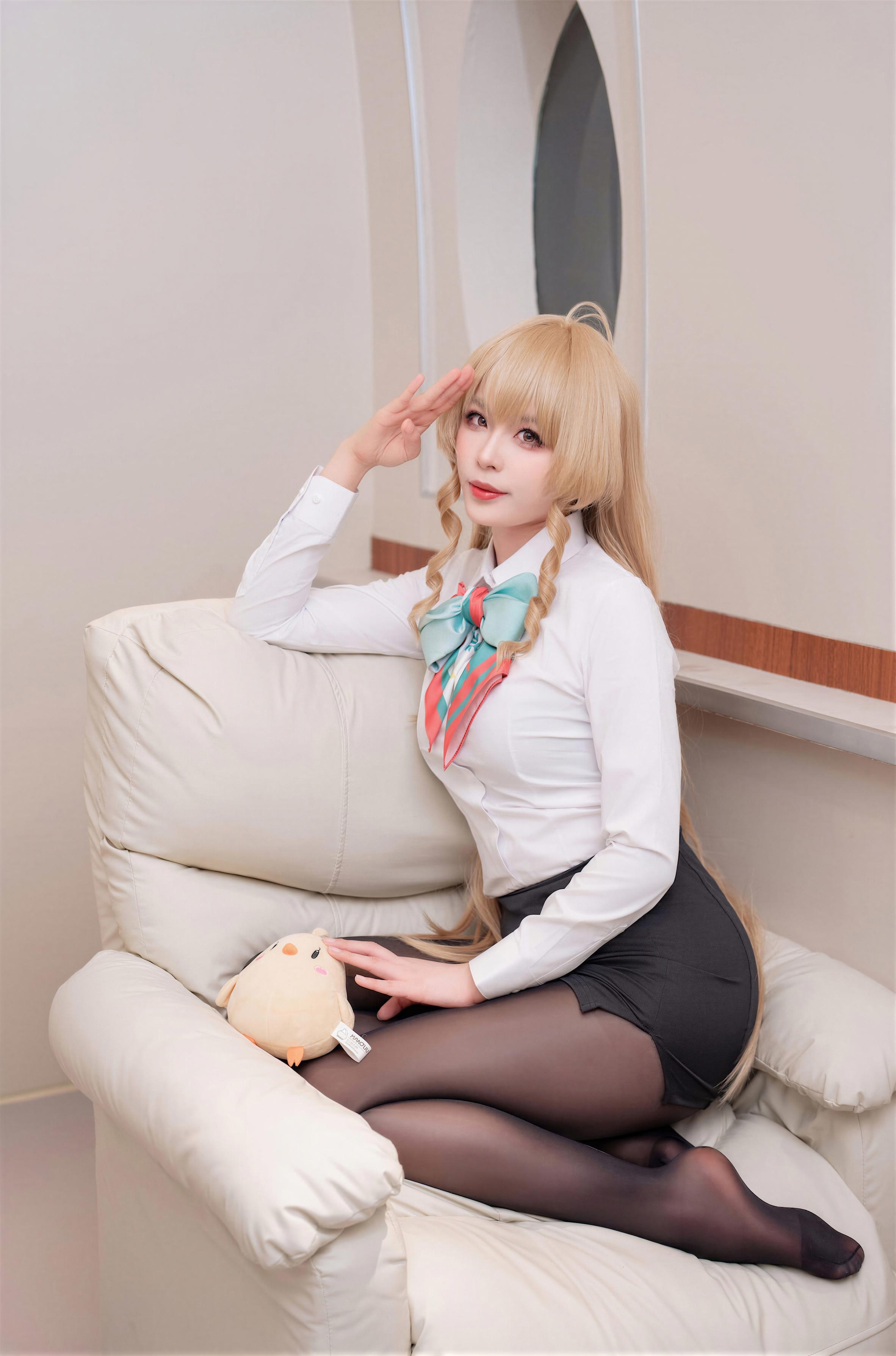 【cosplay】軒蕭學姐 - 碧藍航線 安德烈亞 安心舒適之旅：黑絲制服美腿 50P1V