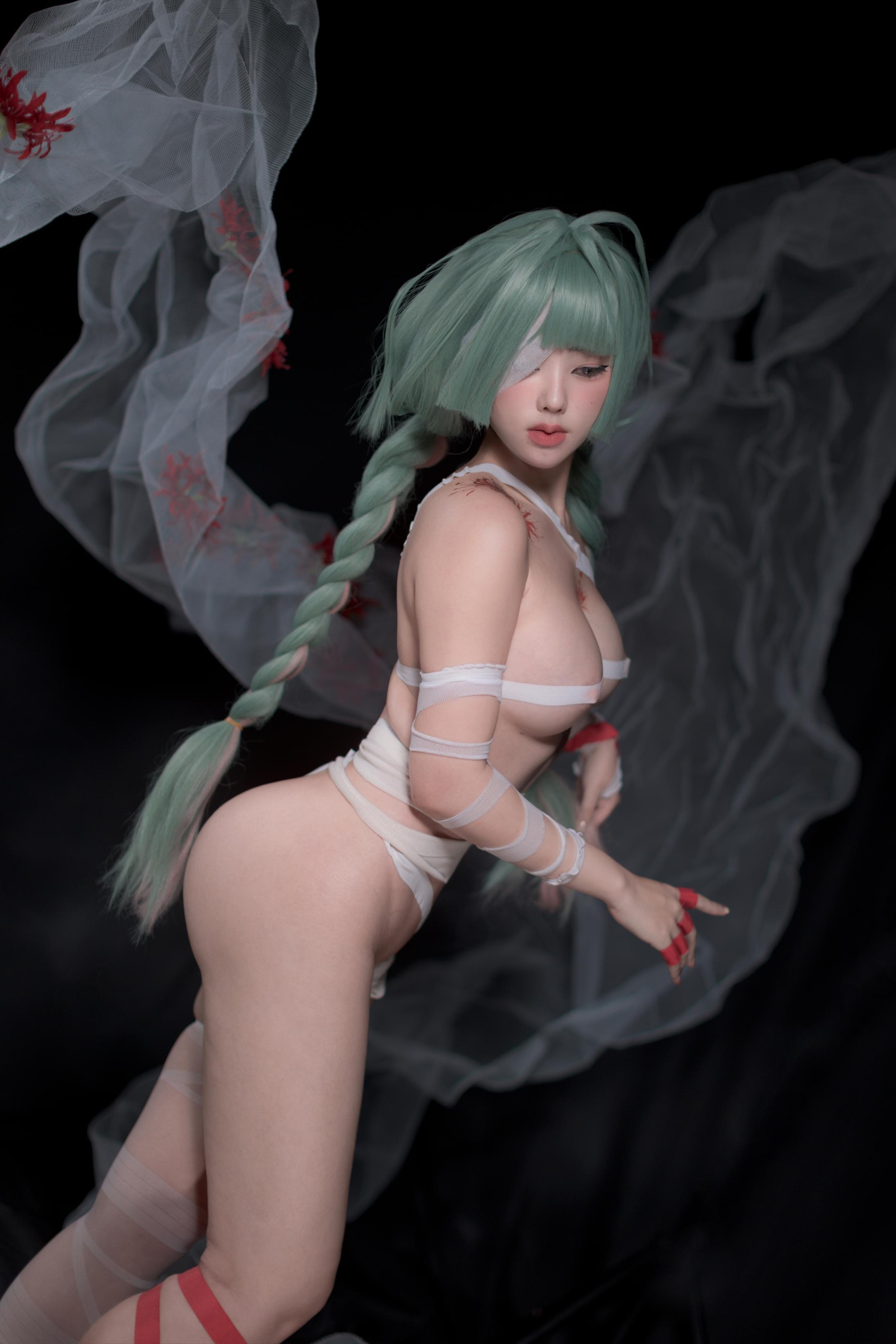[コスプレ] タイタニウム合金TiTi - フロロ：緑髪白ストッキング縛り 巨乳キャラクター再現 91P
