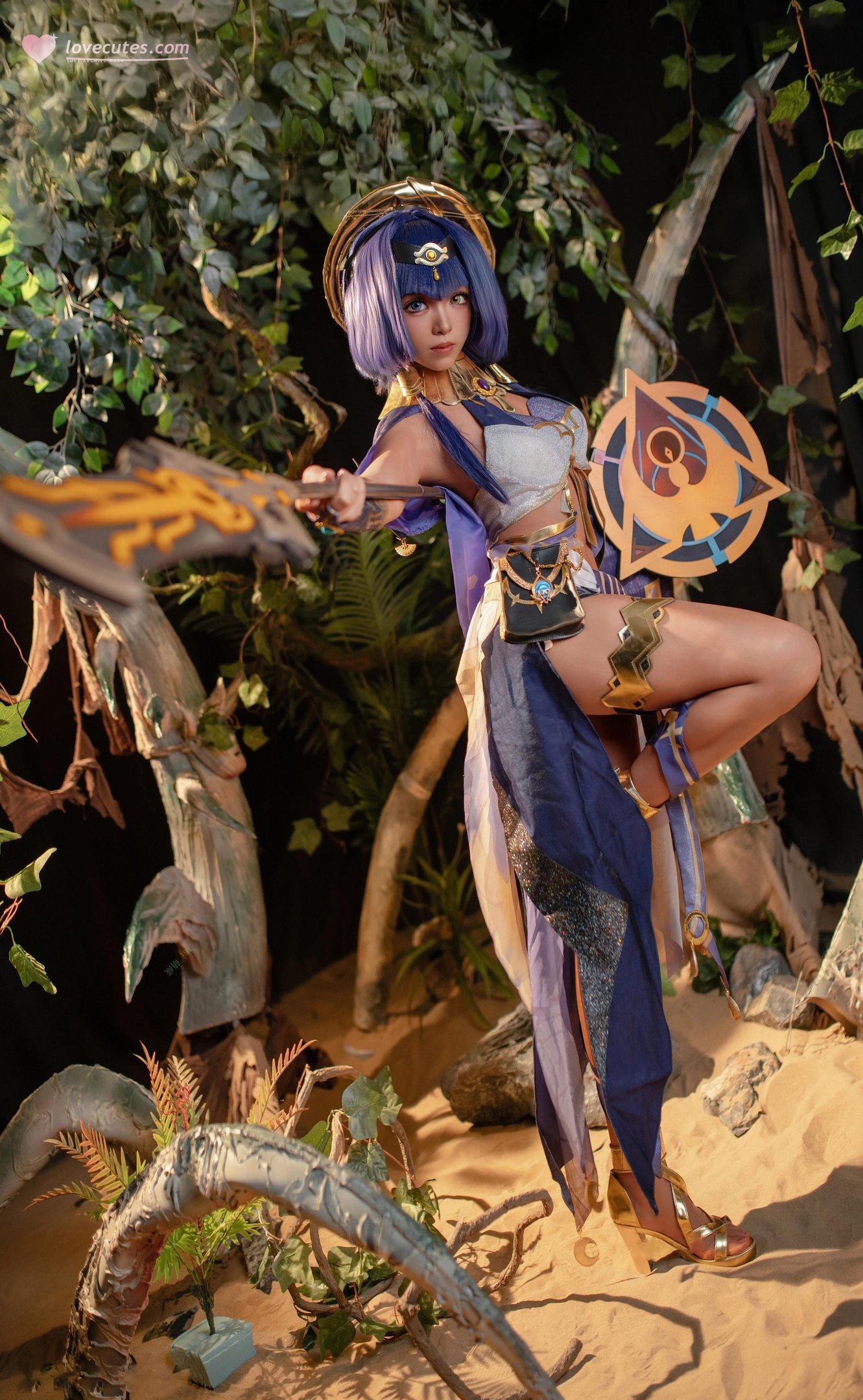 【コスプレ】Bangni邦尼 - 原神 坎蒂丝：沙地金饰高跟 露臀大尺度再現 70P