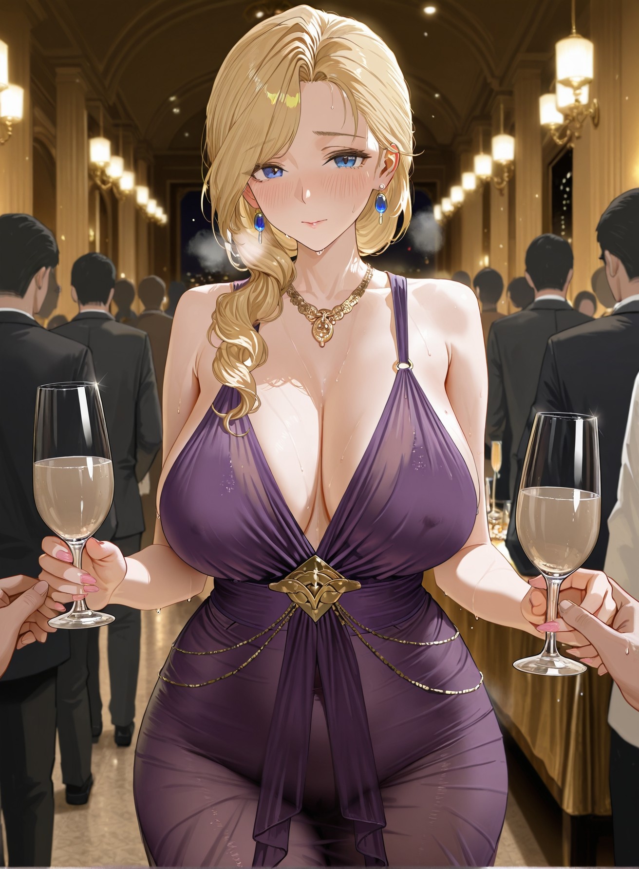 AI生成的動漫女孩 - 碧藍航線 胡德：晚禮服巨乳露穴 黑絲高跟 312P