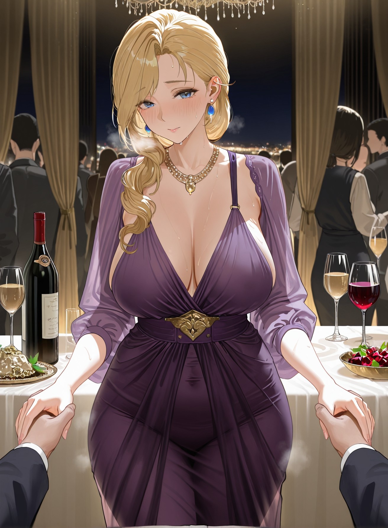 AI生成的動漫女孩 - 碧藍航線 胡德：晚禮服巨乳露穴 黑絲高跟 312P