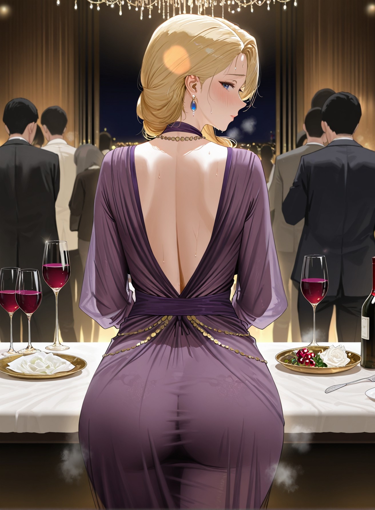 AI Generated Anime Girl - Azur Lane Hood: Evening Dress, Busty Exposed, Black Stockings & Heels, 312P