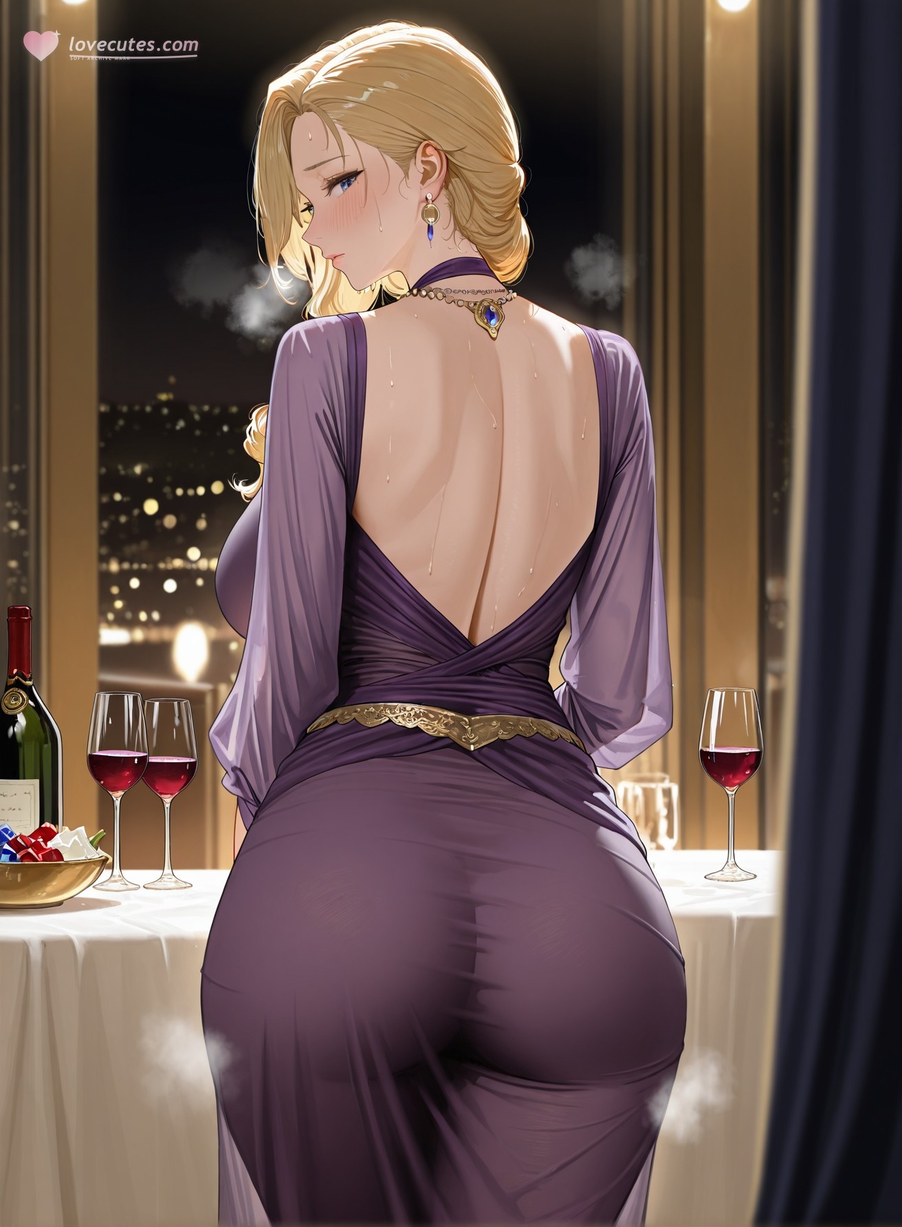 AI Generated Anime Girl - Azur Lane Hood: Evening Dress, Busty Exposed, Black Stockings & Heels, 312P