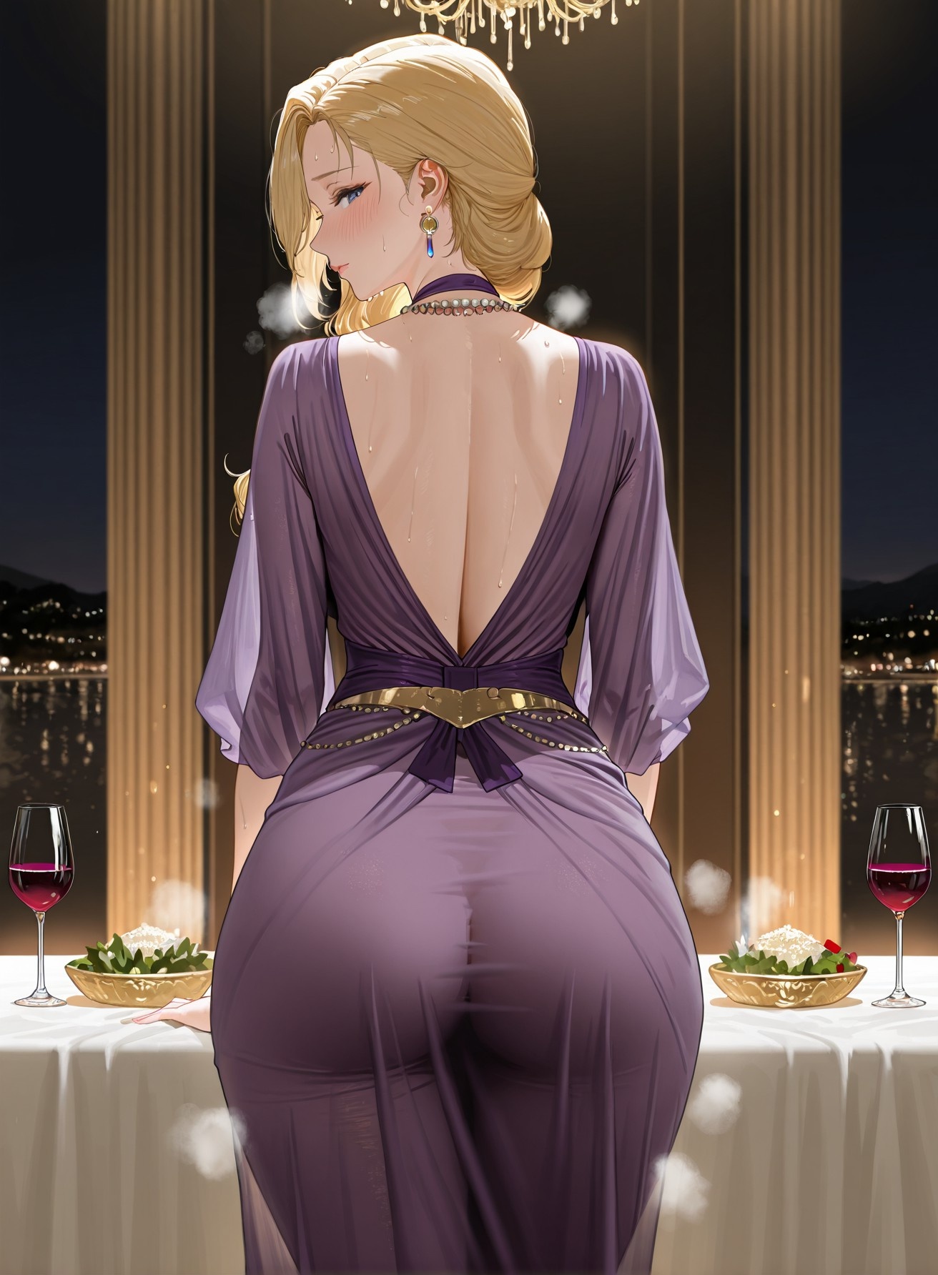 AI Generated Anime Girl - Azur Lane Hood: Evening Dress, Busty Exposed, Black Stockings & Heels, 312P