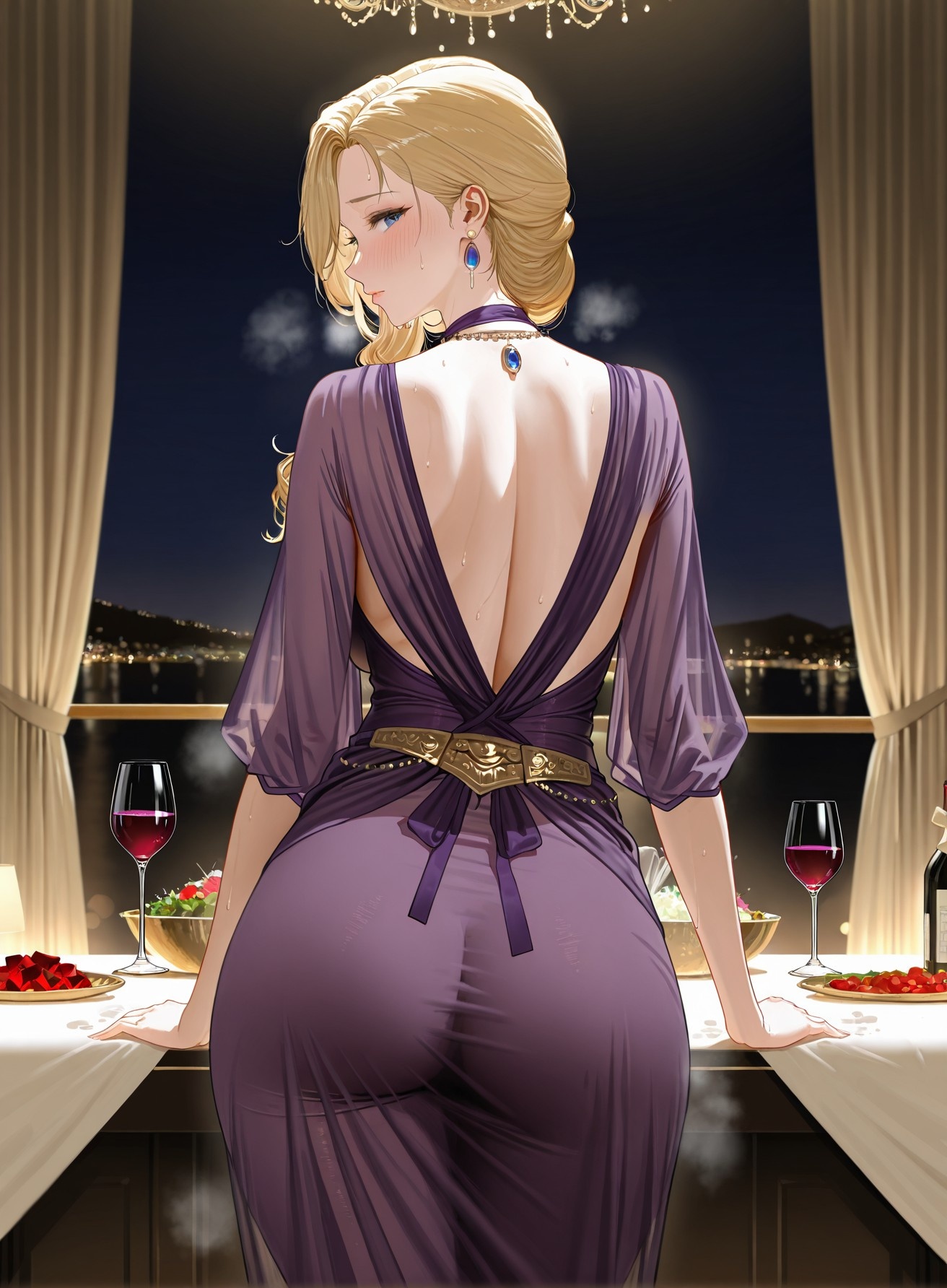 AI Generated Anime Girl - Azur Lane Hood: Evening Dress, Busty Exposed, Black Stockings & Heels, 312P