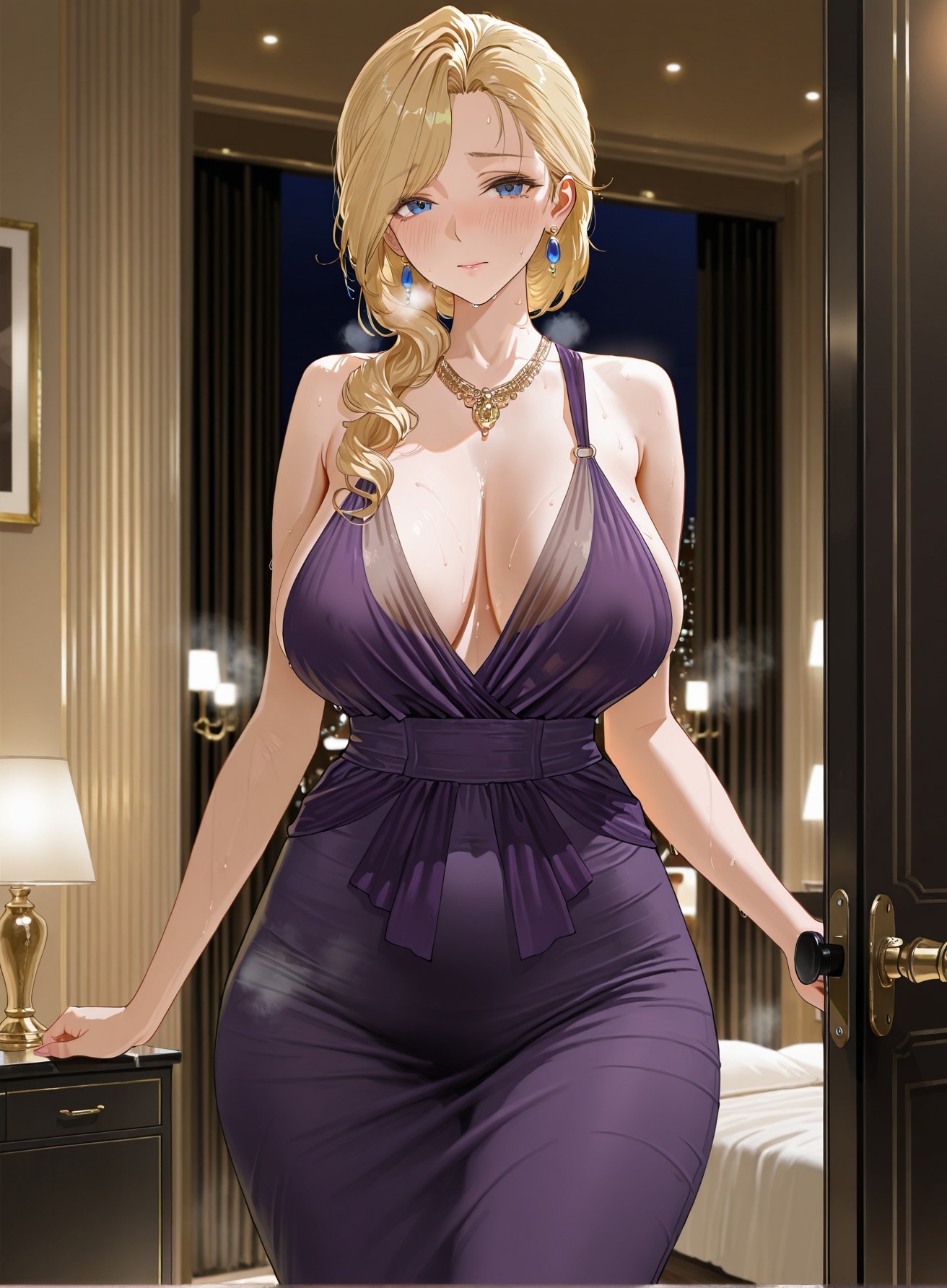 AI Generated Anime Girl - Azur Lane Hood: Evening Dress, Busty Exposed, Black Stockings & Heels, 312P