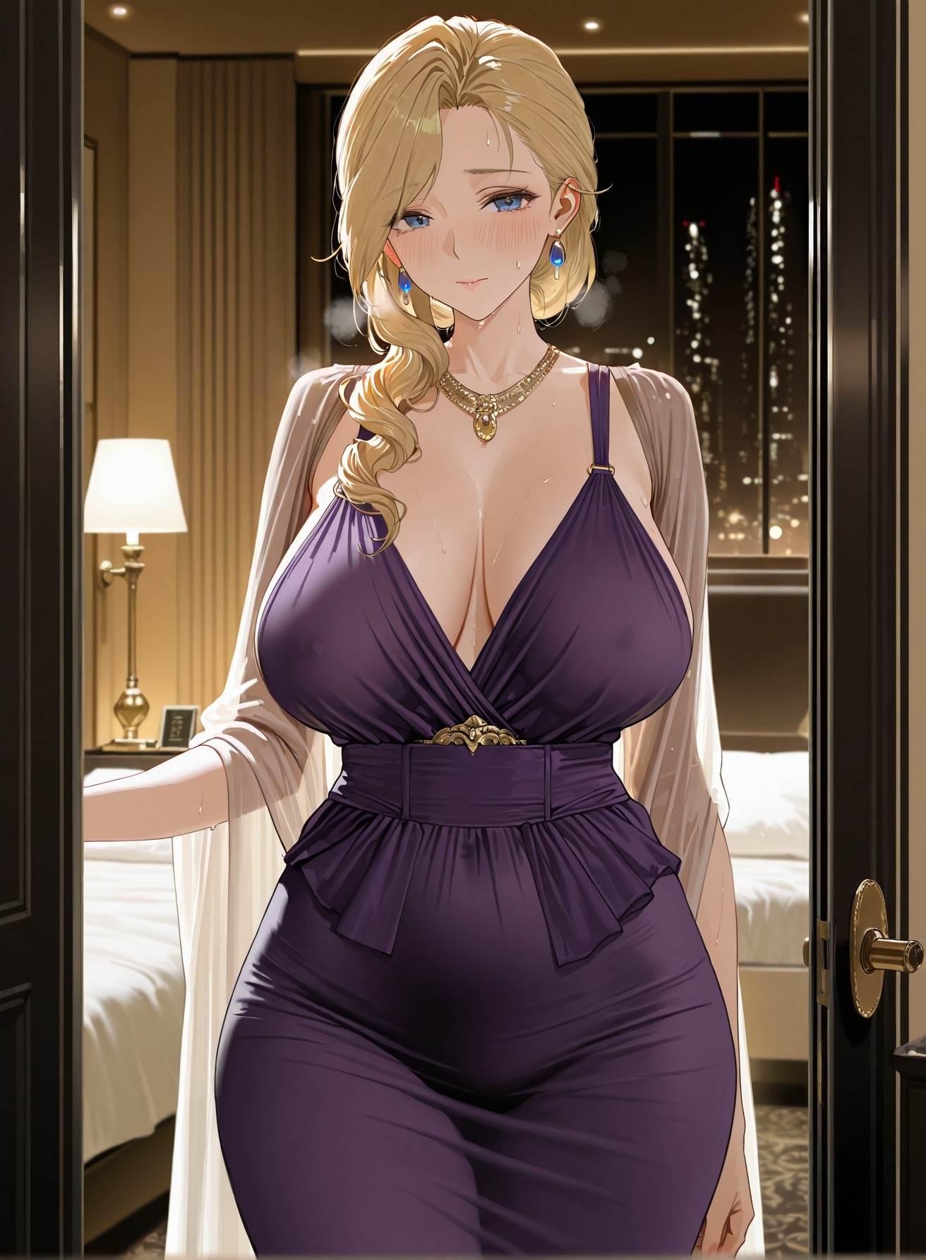 AI Generated Anime Girl - Azur Lane Hood: Evening Dress, Busty Exposed, Black Stockings & Heels, 312P