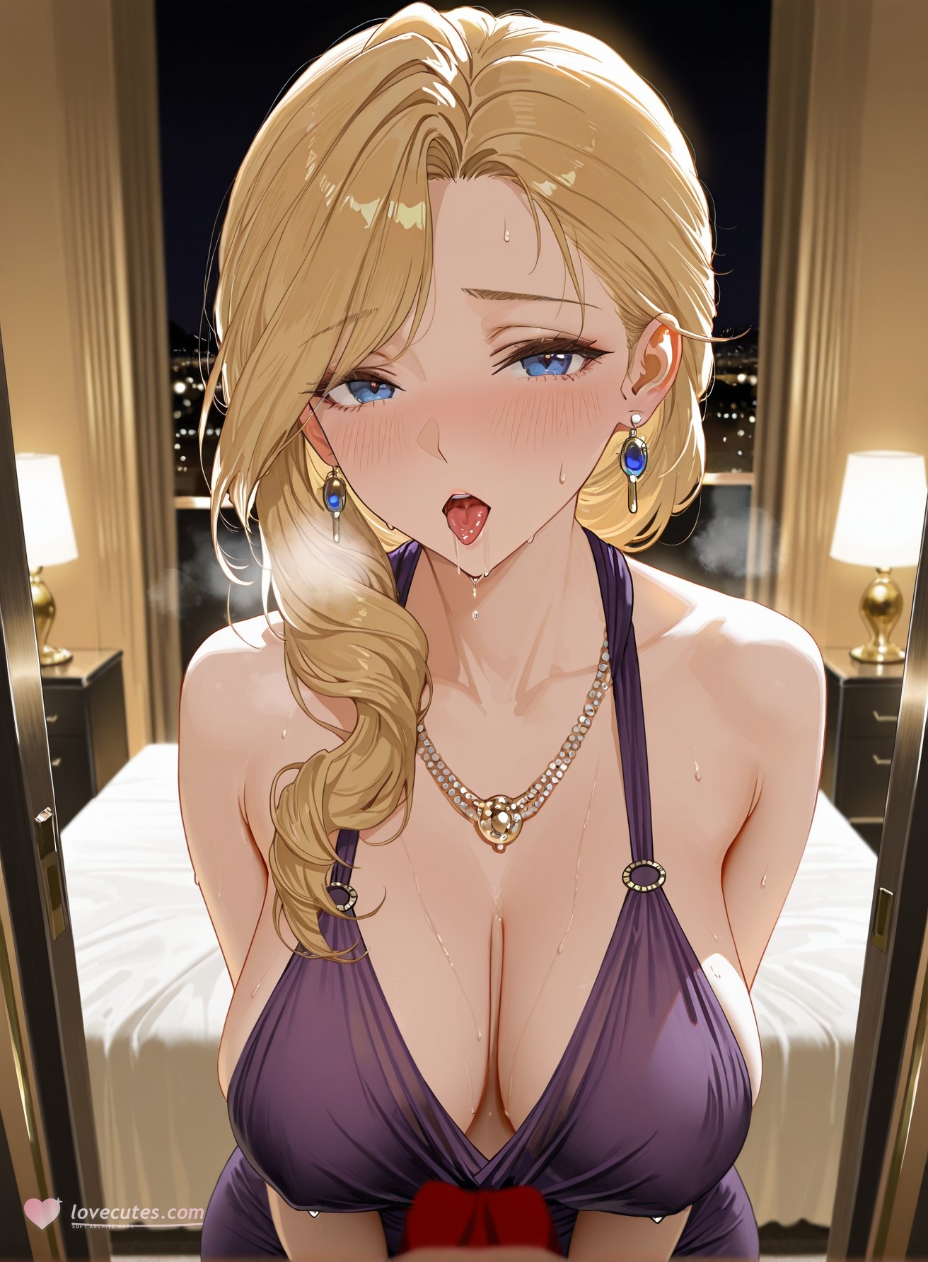 Cô Gái Anime Tạo Ra Bởi AI - 碧蓝航线 胡德: Đầm Dạ Hội Ngực Khủng, Đùi Đen Cao Gót 312P