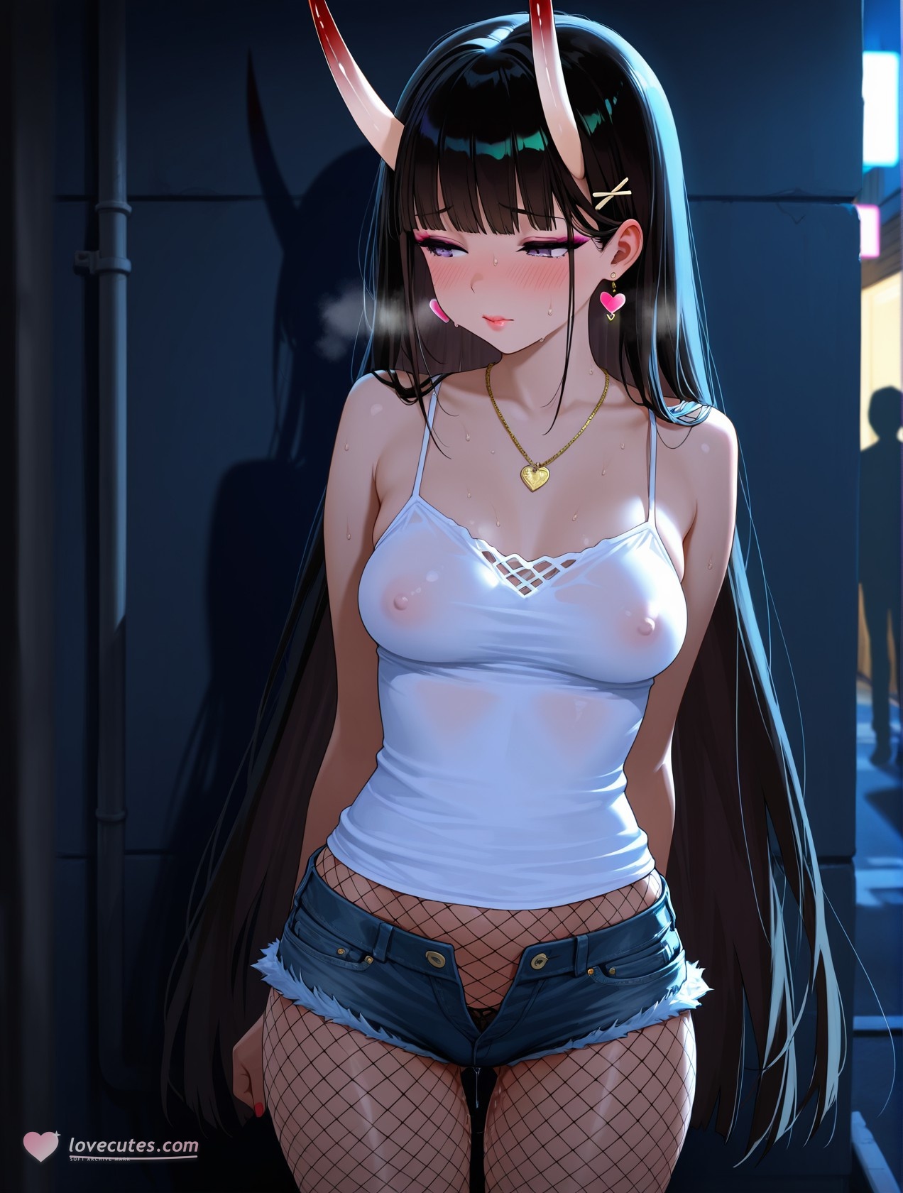 AI Generated Anime Girl - 碧蓝航线 能代站街：白背心热裤巨乳翘臀 道具挑逗 254P