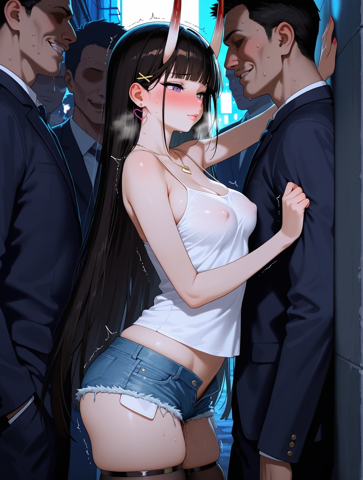 Cô Gái Anime Tạo Bởi AI - 碧蓝航线 能代站街: Áo Sơ Mi Trắng Quần Đùi Nóng Bỏng, Ngực Khủng, Mông Cong, Đồ Chơi Khiêu Gợi 254P