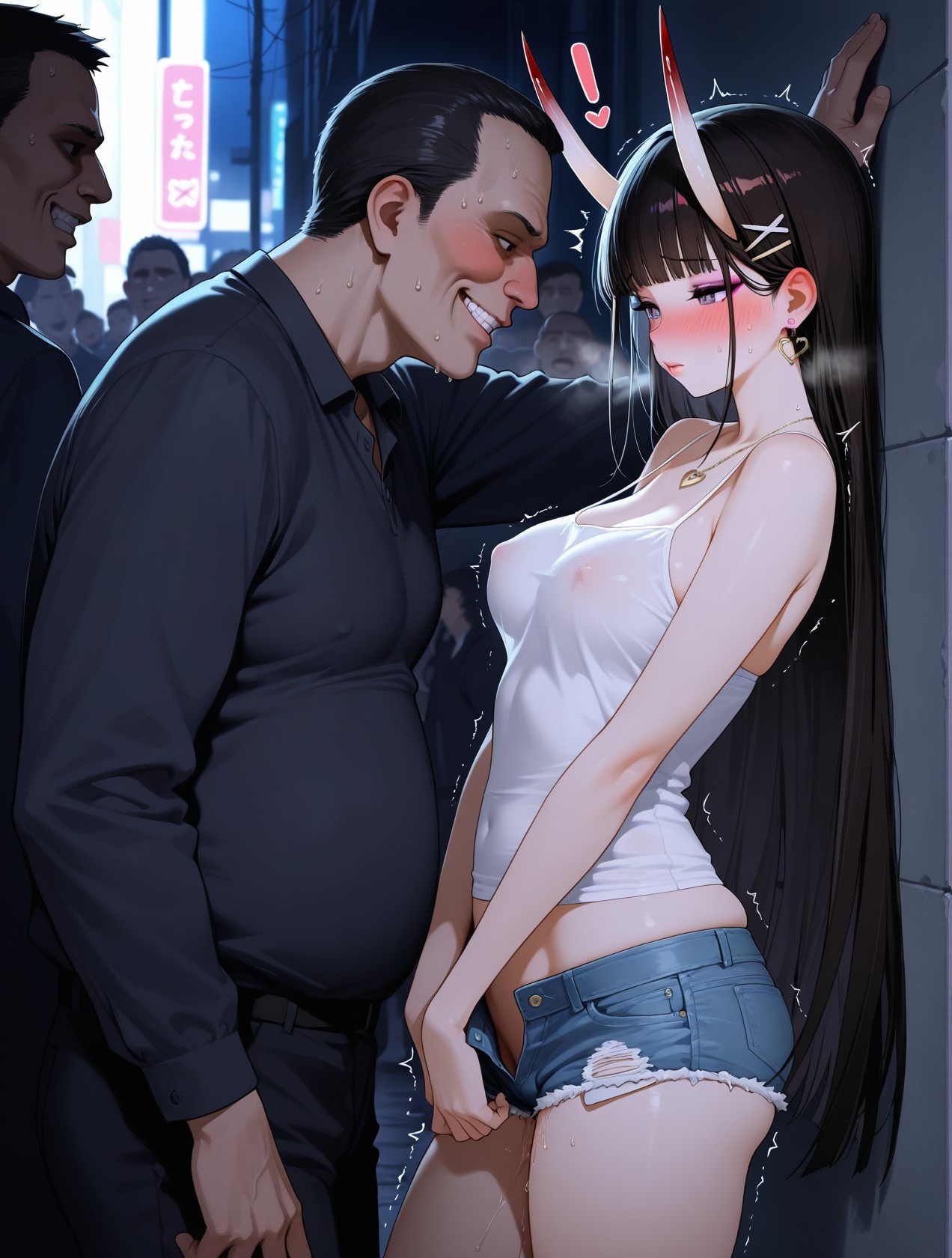 Cô Gái Anime Tạo Bởi AI - 碧蓝航线 能代站街: Áo Sơ Mi Trắng Quần Đùi Nóng Bỏng, Ngực Khủng, Mông Cong, Đồ Chơi Khiêu Gợi 254P