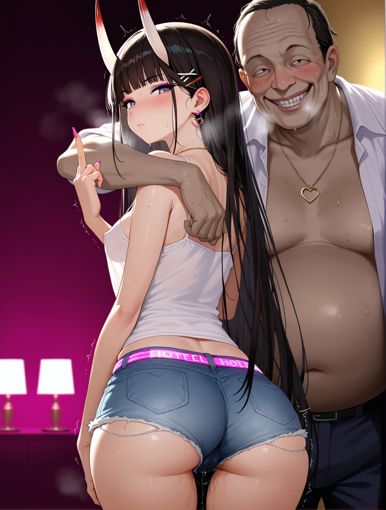 สาวอนิเมะที่สร้างด้วย AI - 碧蓝航线 能代站街: เสื้อกล้ามขาว กางเกงขาสั้น หน้าอกใหญ่ สะโพกกลมกลึง อุปกรณ์ยั่วใจ 254P