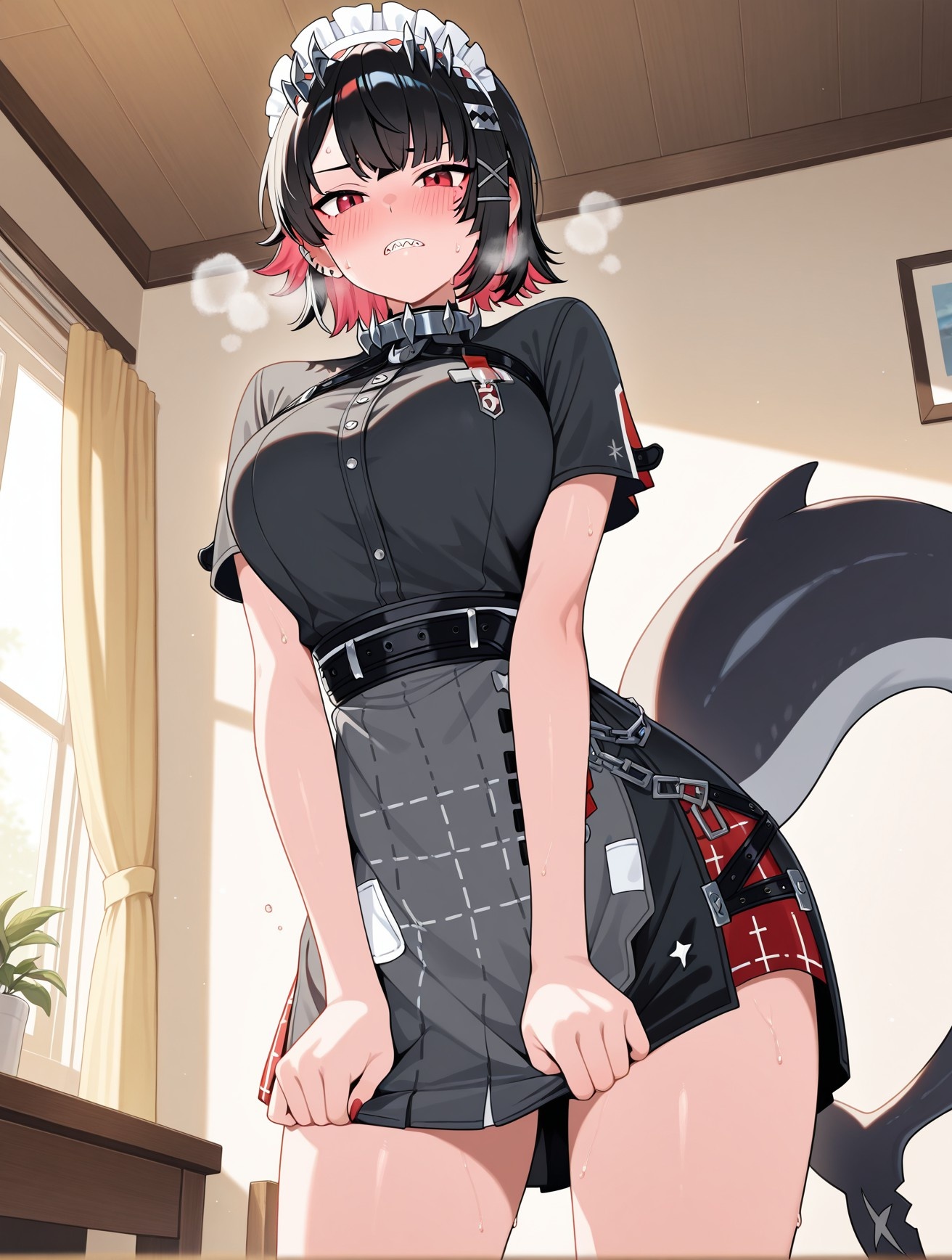 AI Generated Anime Girl - 绝区零 艾莲·乔：女仆装巨乳露点 玩具交合 103P