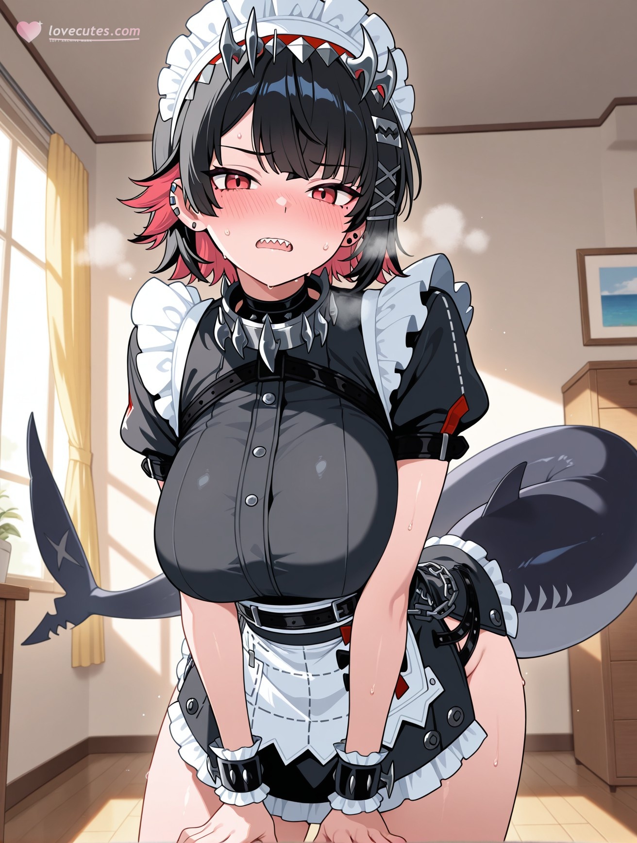 AI Generated Anime Girl - 绝区零 艾莲·乔：女仆装巨乳露点 玩具交合 103P
