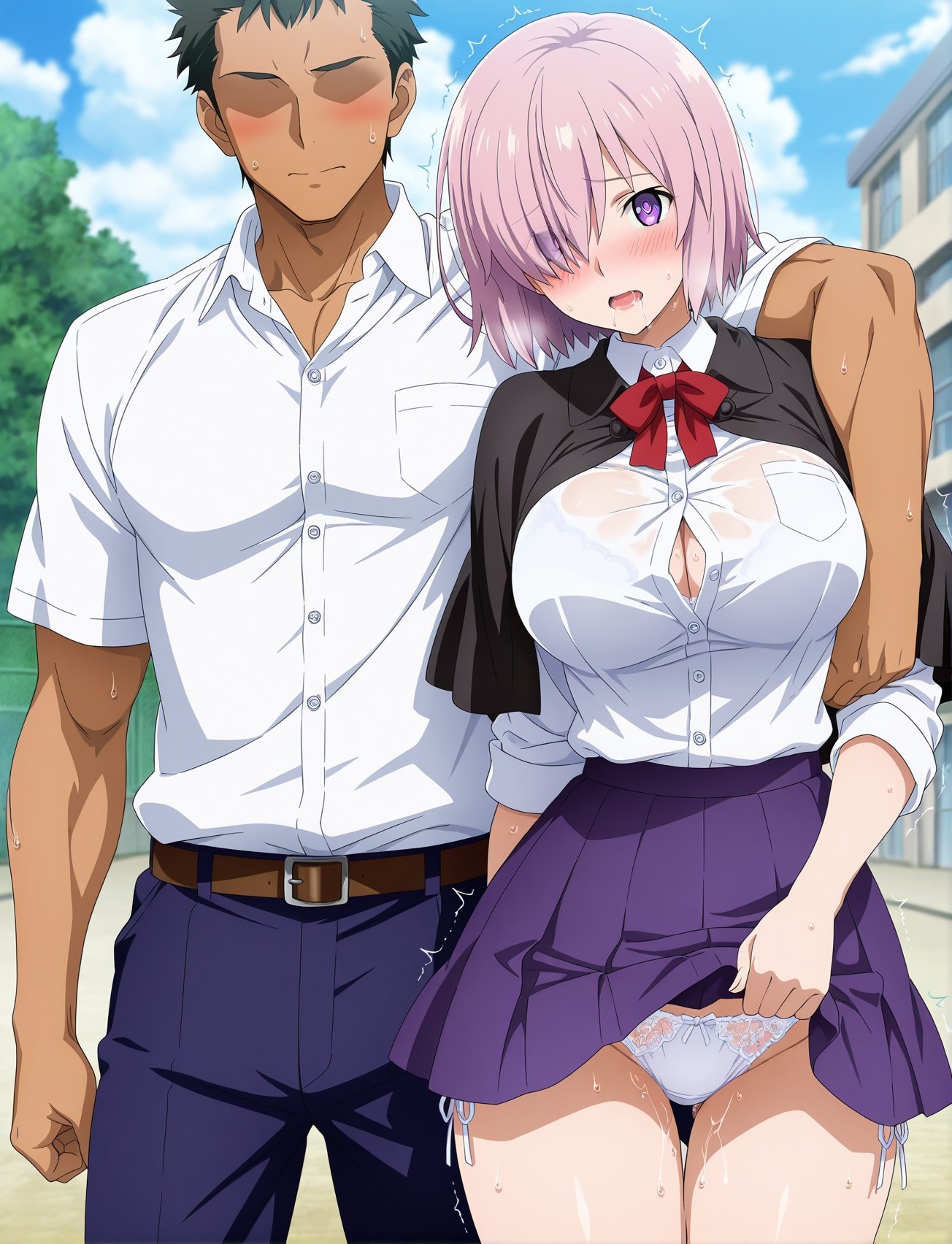 AI生成的動漫女孩 - Fate·Grand Order 瑪修·基列萊特：學生裝緊身衣露穴 107P