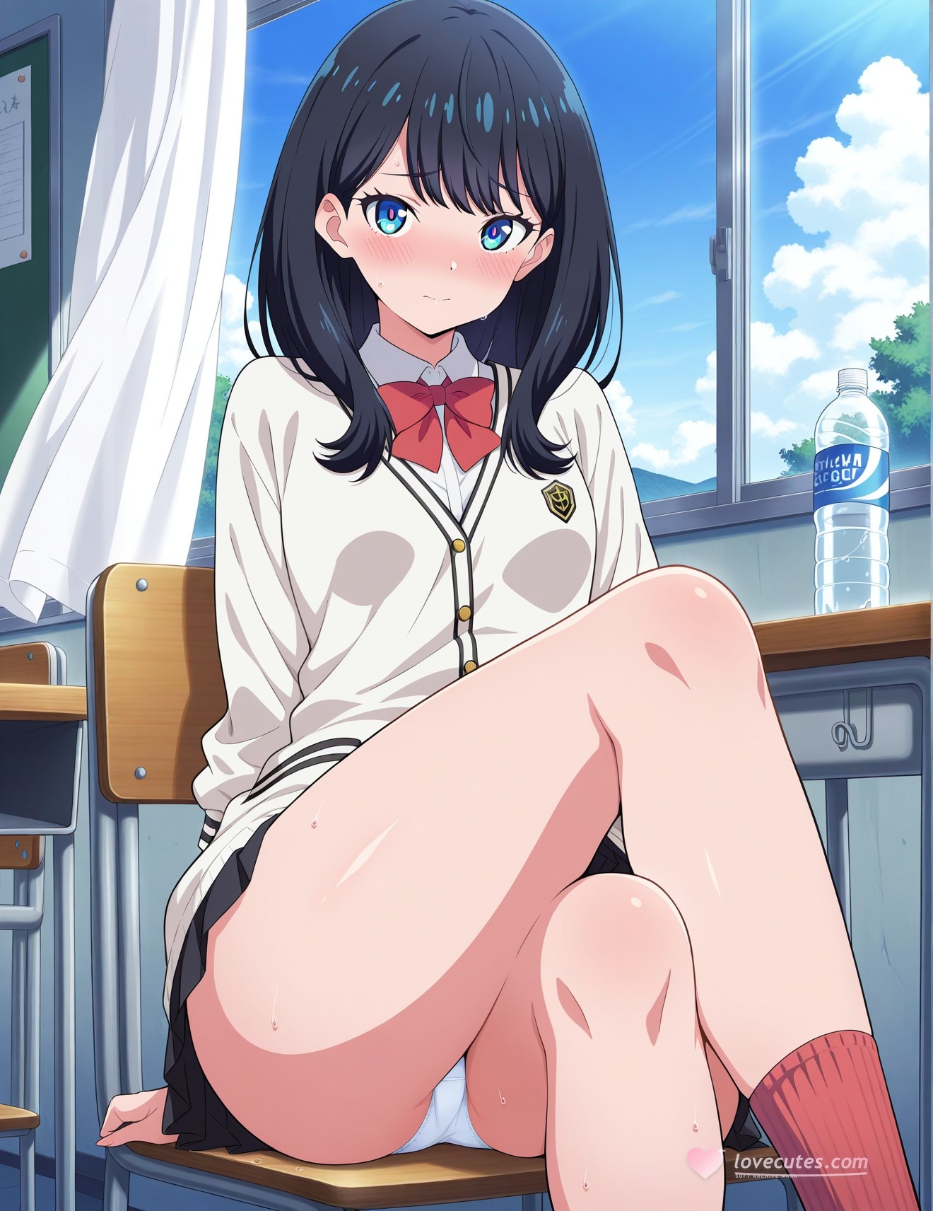 AI สร้างอนิเมะสาว - SSSS.GRIDMAN 宝多六花: ชุดนักเรียนกับชุดชั้นในลูกไม้ 252P