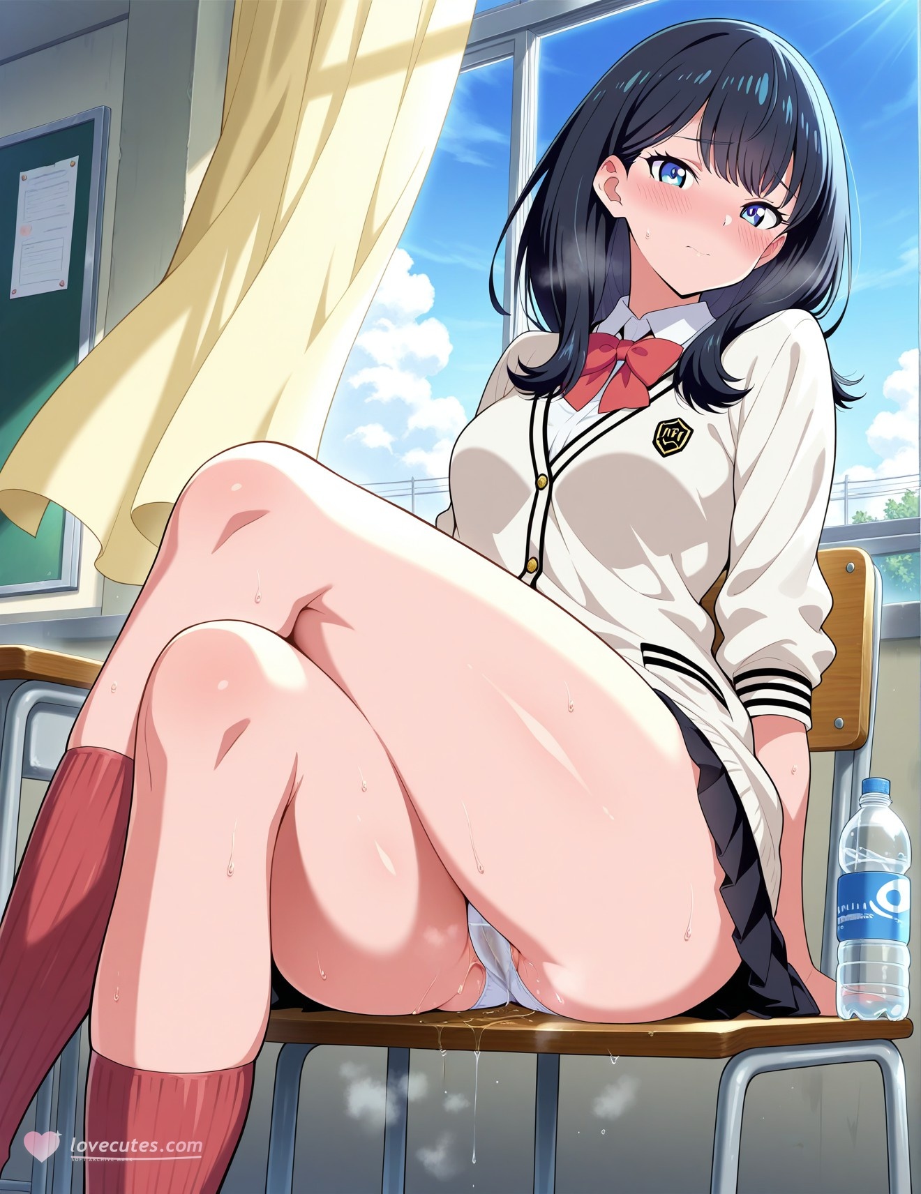AI Generated Anime Girl - SSSS.GRIDMAN 宝多六花：学生装蕾丝内衣露穴 252P