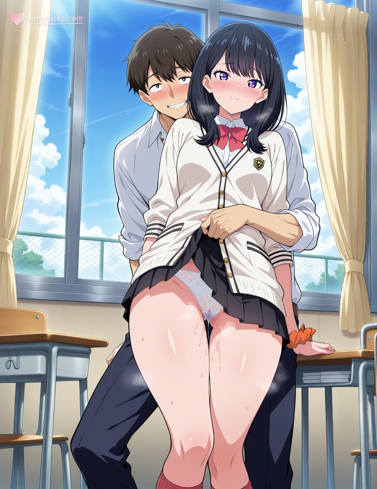 AI Generated Anime Girl - SSSS.GRIDMAN 宝多六花：学生装蕾丝内衣露穴 252P