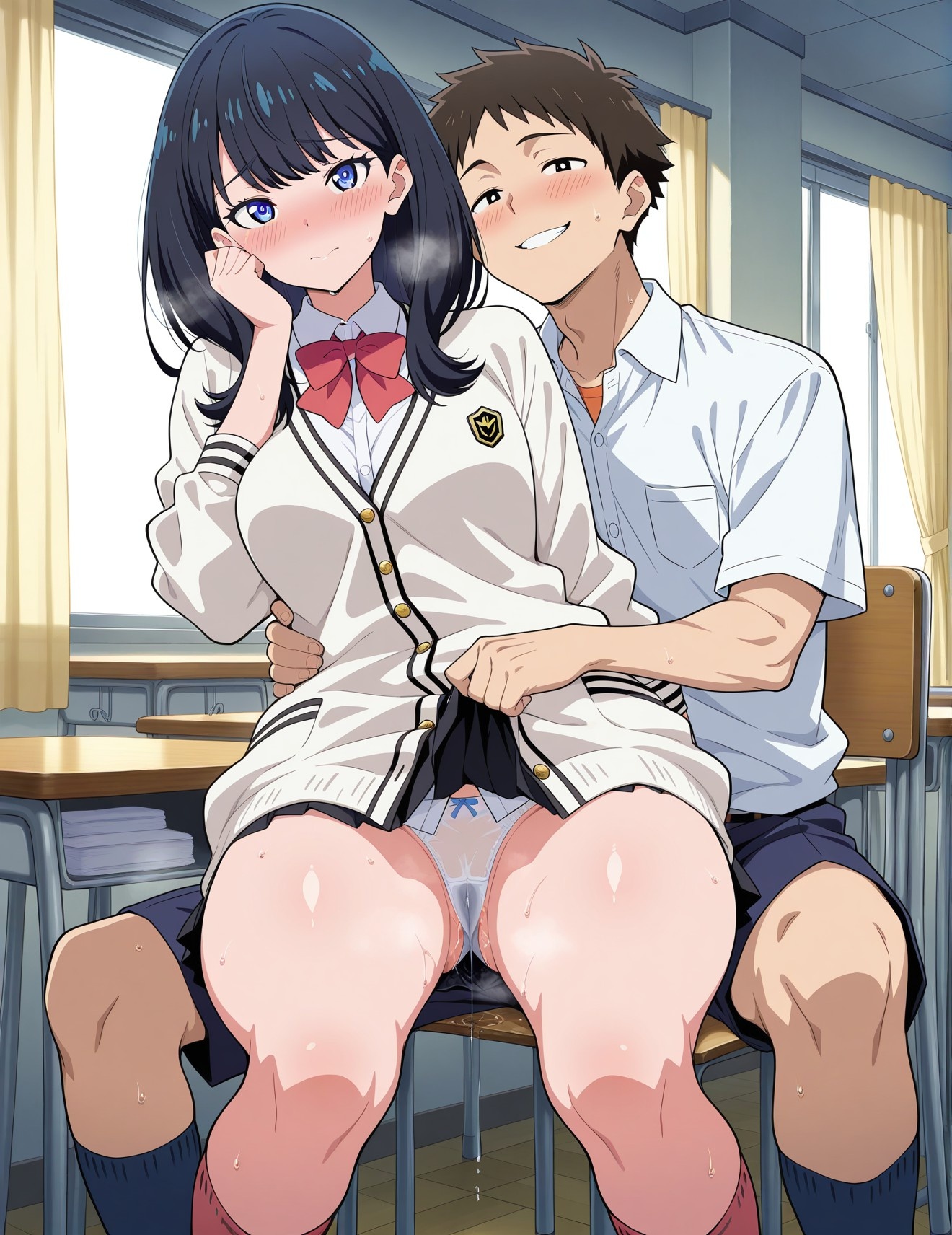 AI Generated Anime Girl - SSSS.GRIDMAN 宝多六花：学生装蕾丝内衣露穴 252P