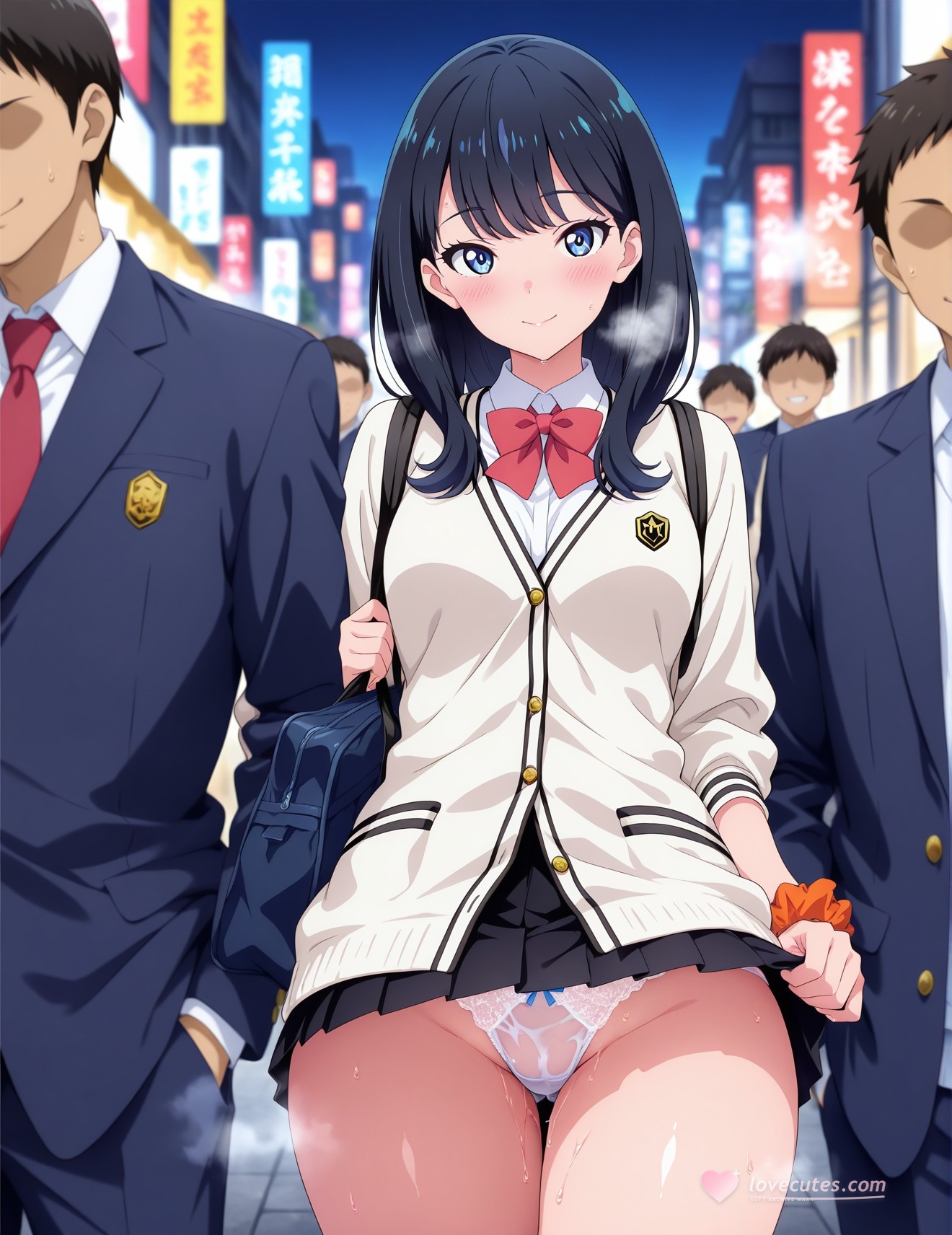 AI Generated Anime Girl - SSSS.GRIDMAN 宝多六花：学生装蕾丝内衣露穴 252P