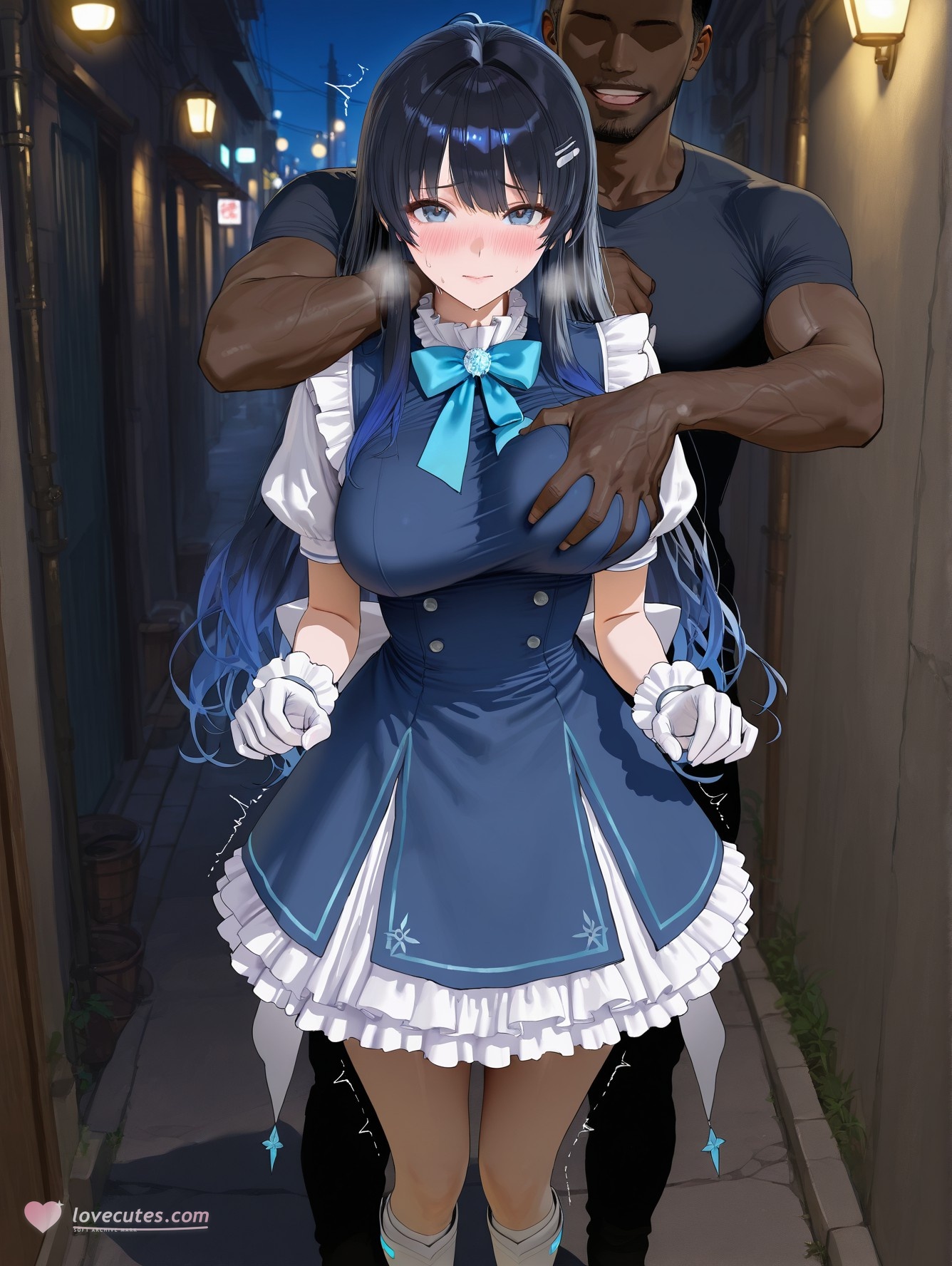 AI Generated Anime Girl - Virtual YouTuber 七海うらら：黑丝紧身衣床拍露穴 164P