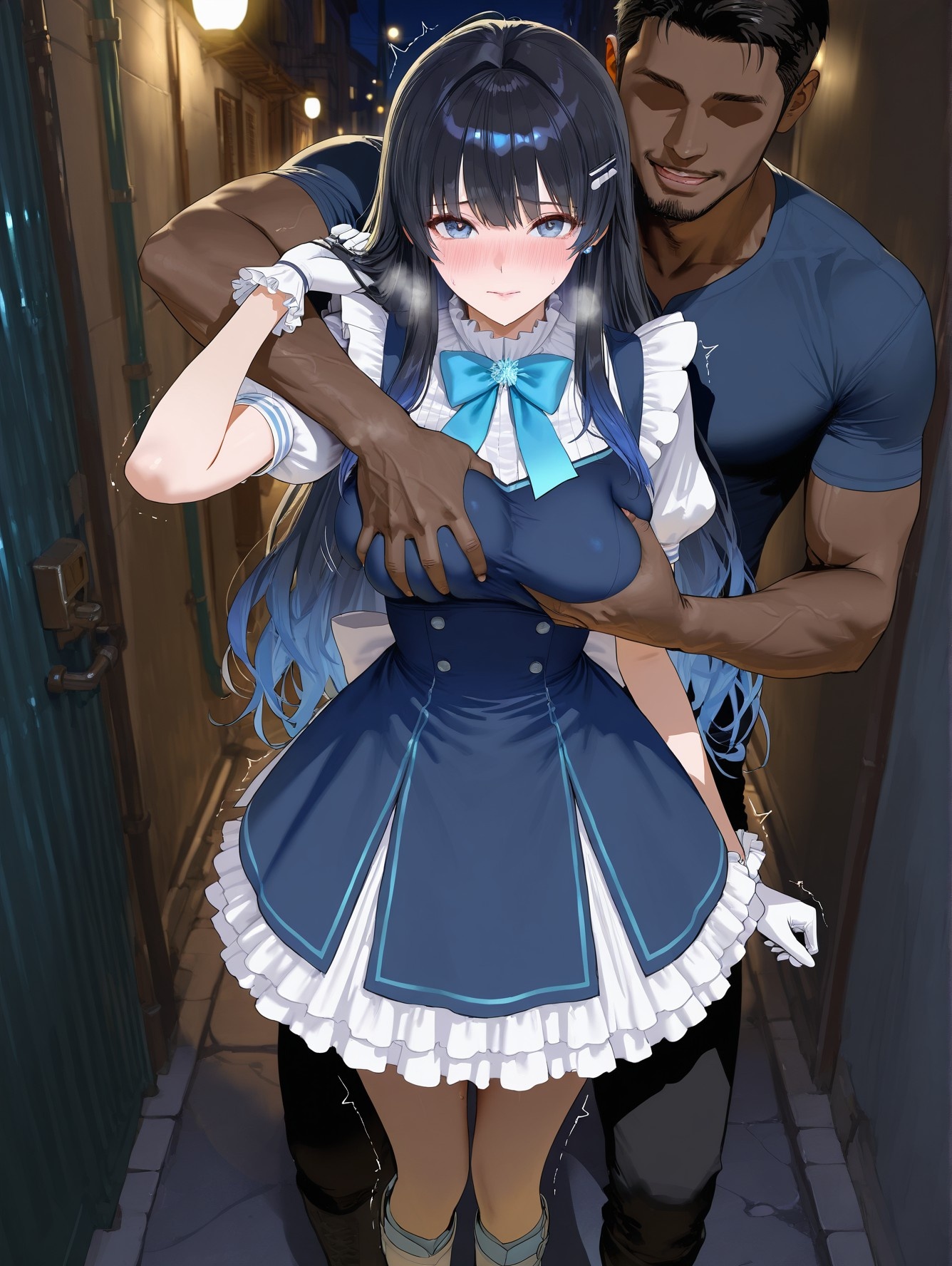 AI Generated Anime Girl - Virtual YouTuber 七海うらら：黑丝紧身衣床拍露穴 164P