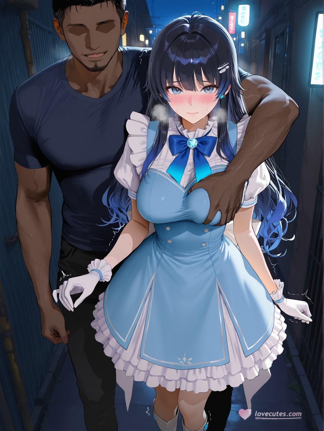 AI Generated Anime Girl - Virtual YouTuber 七海うらら：黑丝紧身衣床拍露穴 164P