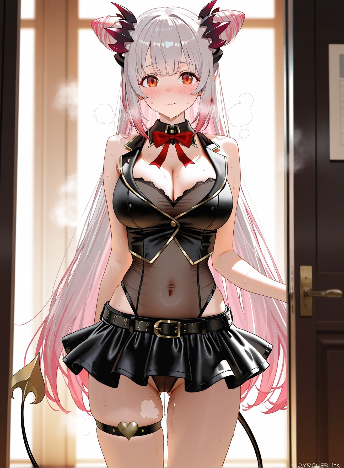 สาวอนิเมะที่สร้างโดย AI - Virtual YouTuber Parta Suou：ชุดรัดรูปสีดำ 261P