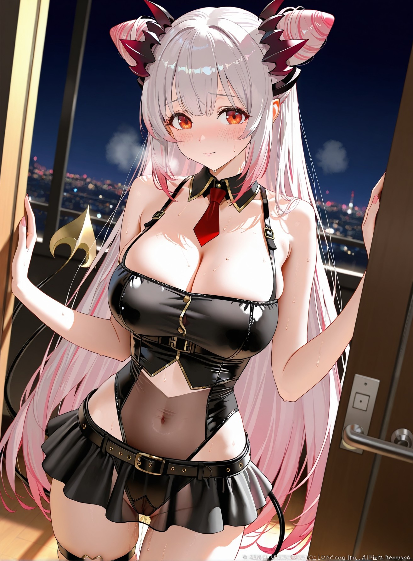 สาวอนิเมะที่สร้างโดย AI - Virtual YouTuber Parta Suou：ชุดรัดรูปสีดำ 261P