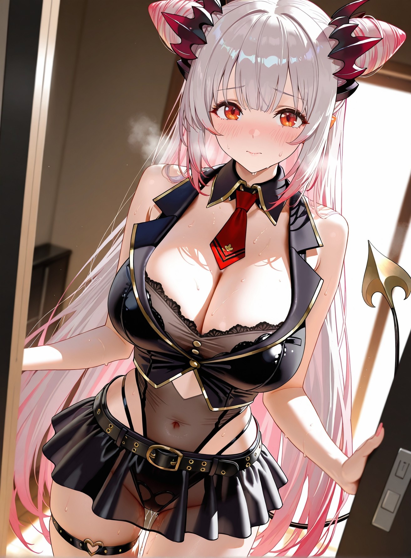 สาวอนิเมะที่สร้างโดย AI - Virtual YouTuber Parta Suou：ชุดรัดรูปสีดำ 261P