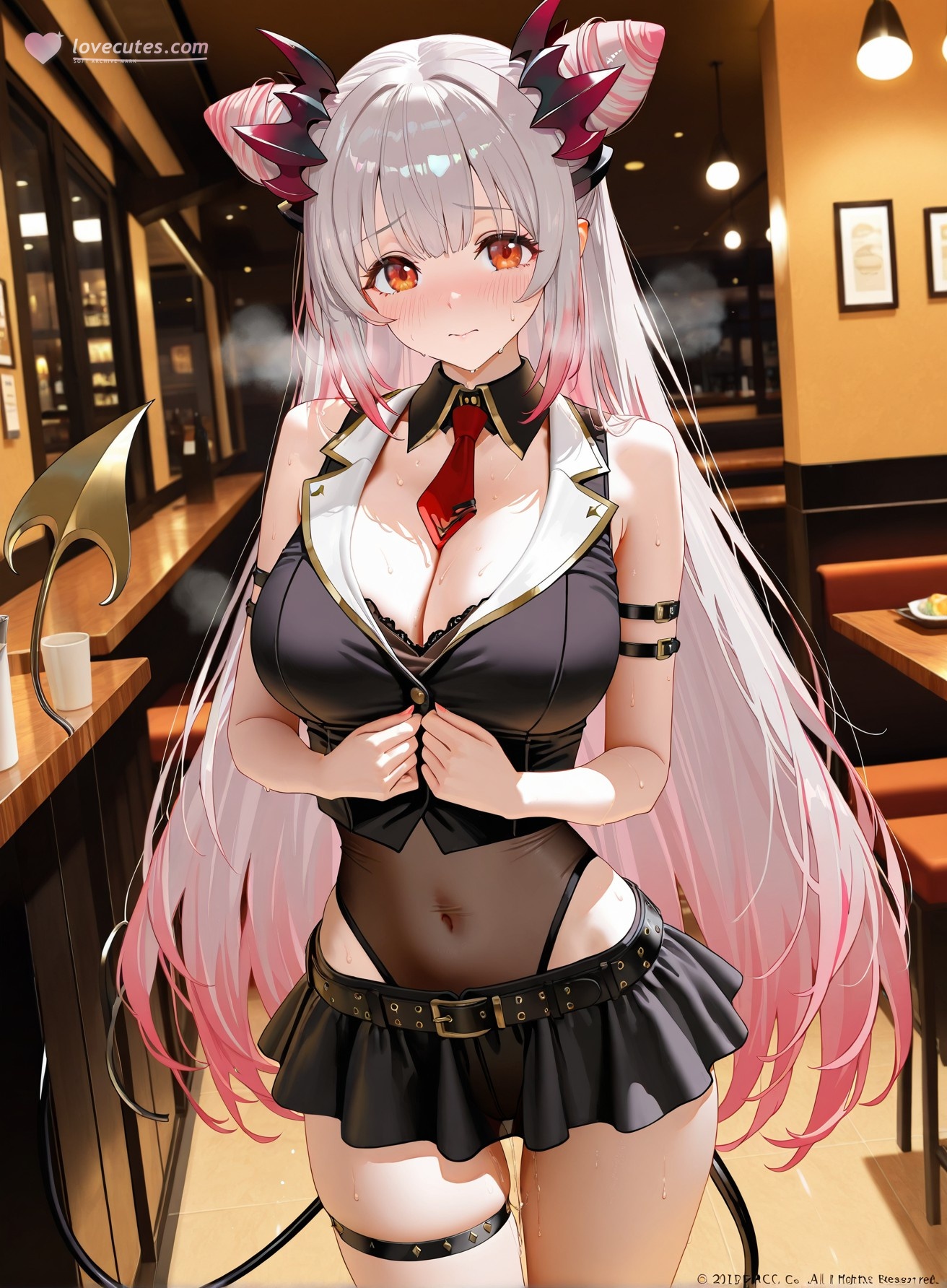 สาวอนิเมะที่สร้างโดย AI - Virtual YouTuber Parta Suou：ชุดรัดรูปสีดำ 261P
