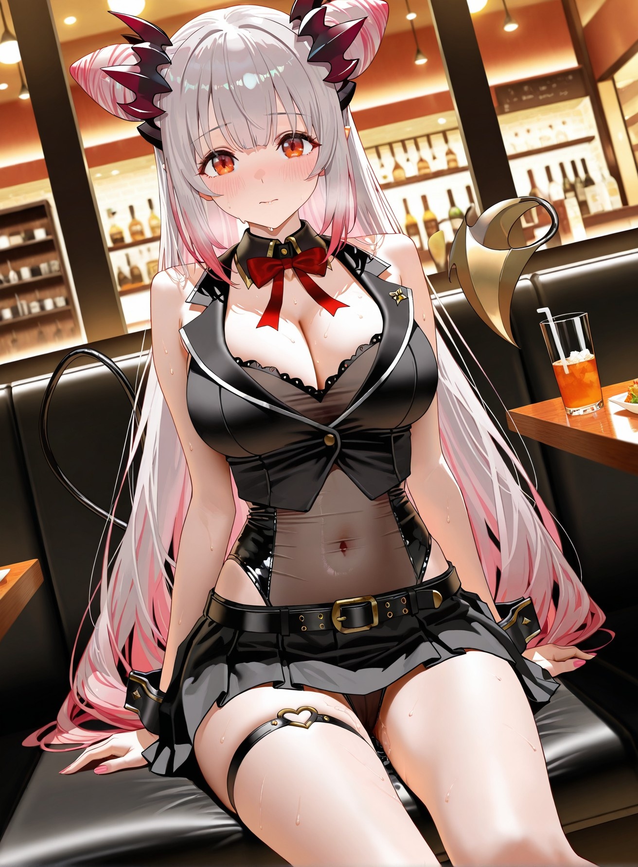 สาวอนิเมะที่สร้างโดย AI - Virtual YouTuber Parta Suou：ชุดรัดรูปสีดำ 261P