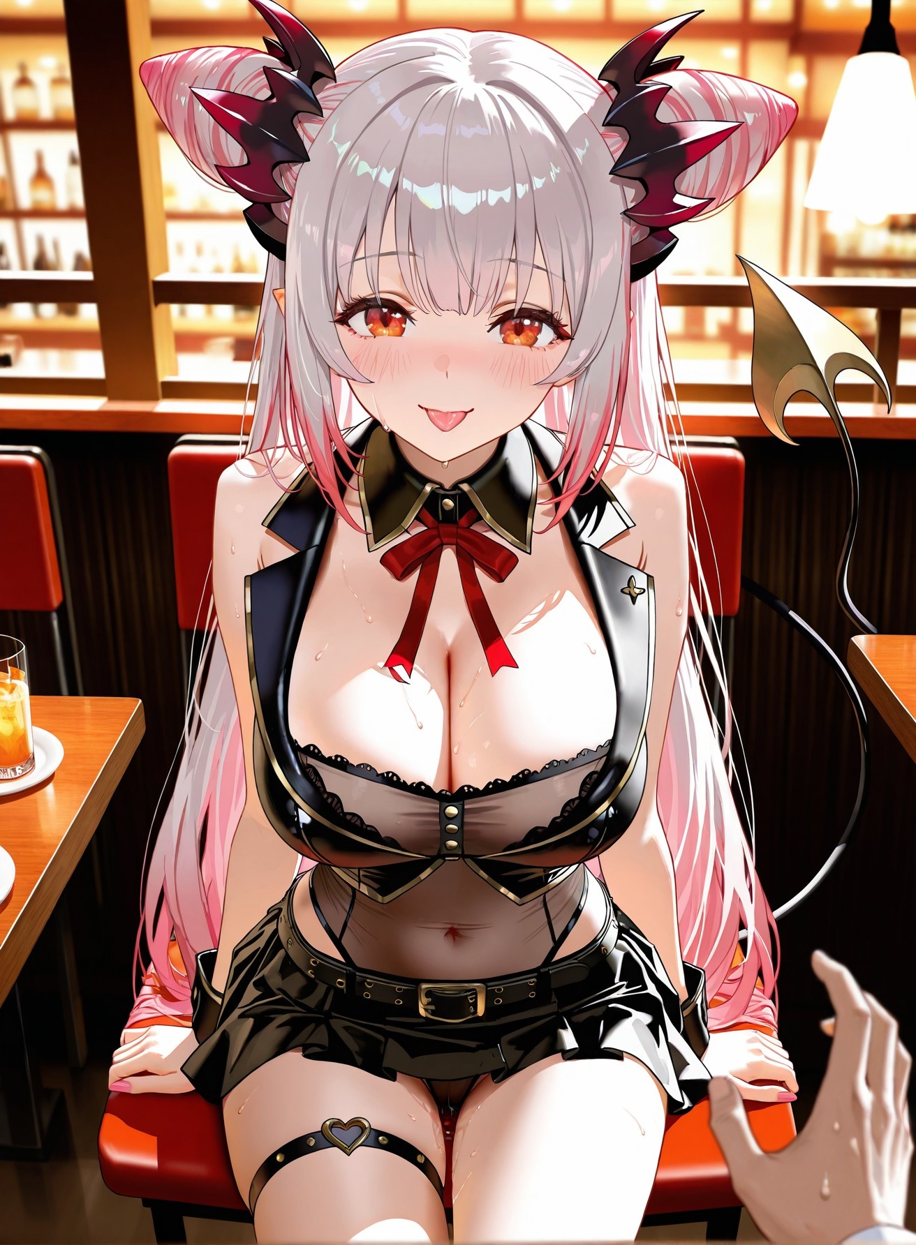 AI Generated Anime Girl - Virtual YouTuber Parta Suou: Black Stockings Bodysuit Revealing 261P