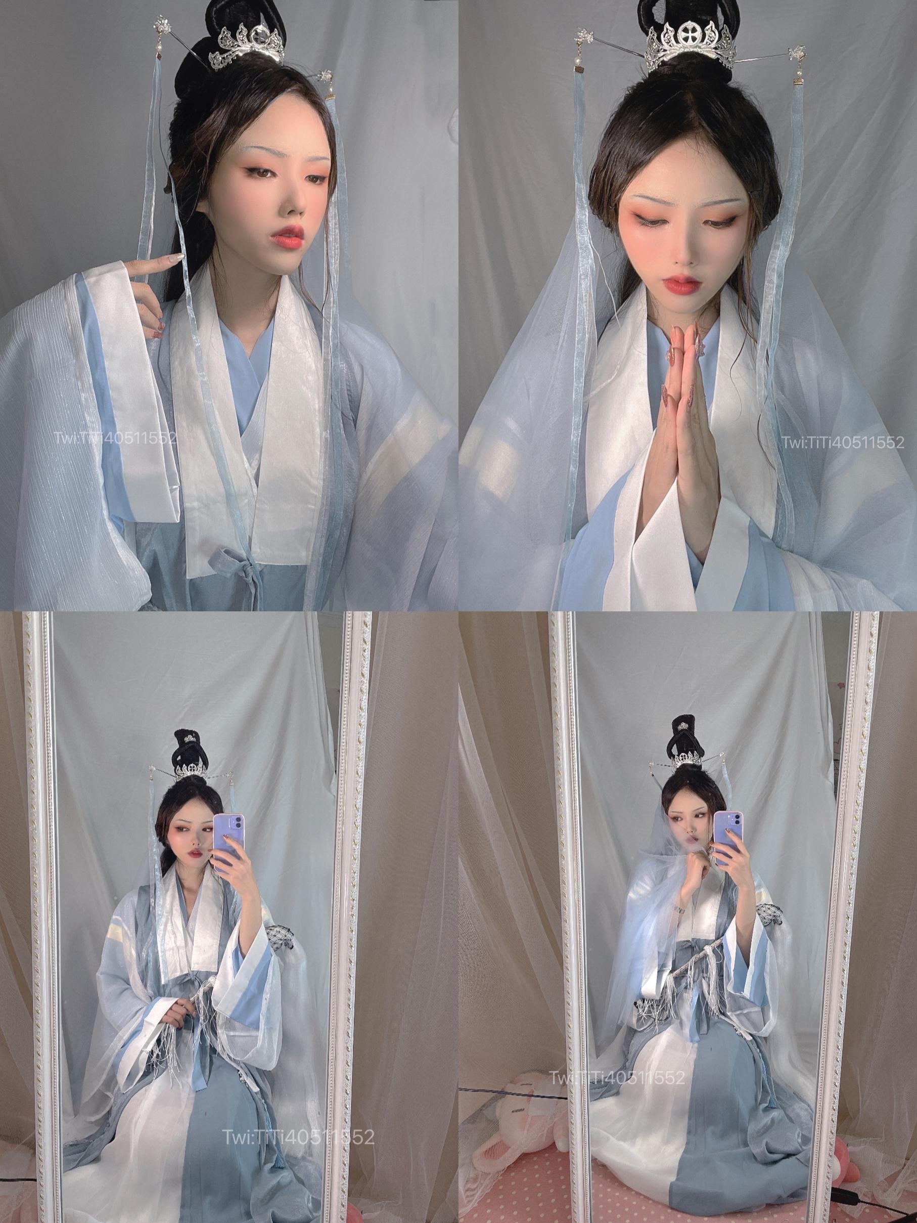 [写真] 钛合金TiTi - 道姑：蓝白道袍低胸美胸 古风写真 24P