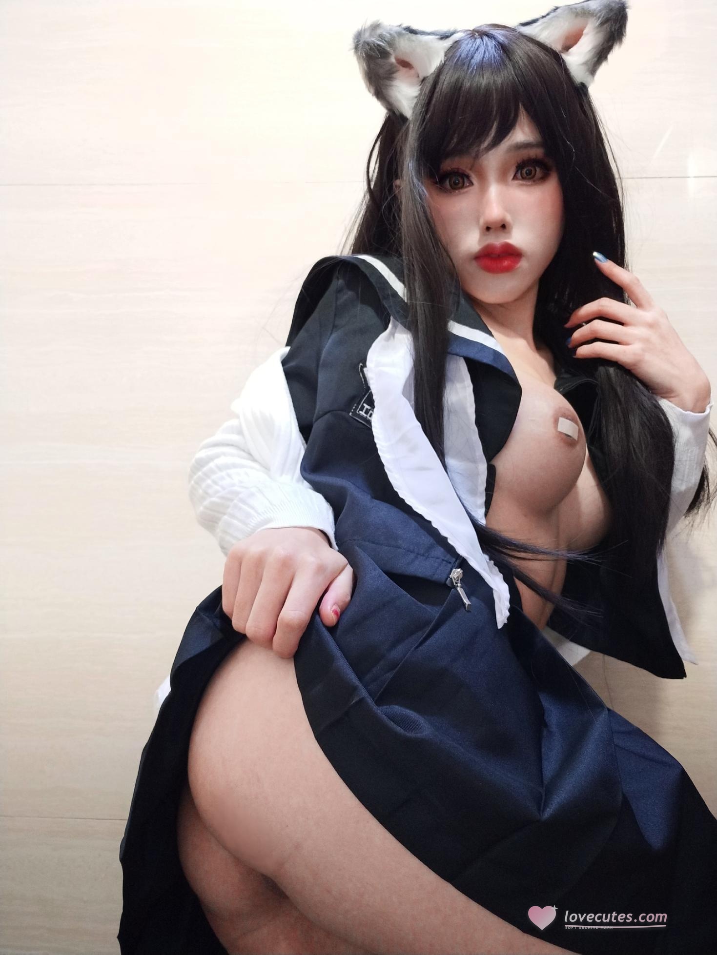 '[私房] Titanium TiTi - Chó Cưng: Tự Sướng Với Đồng Phục Tai Thú, Lộ Điểm Đen 78P9V'