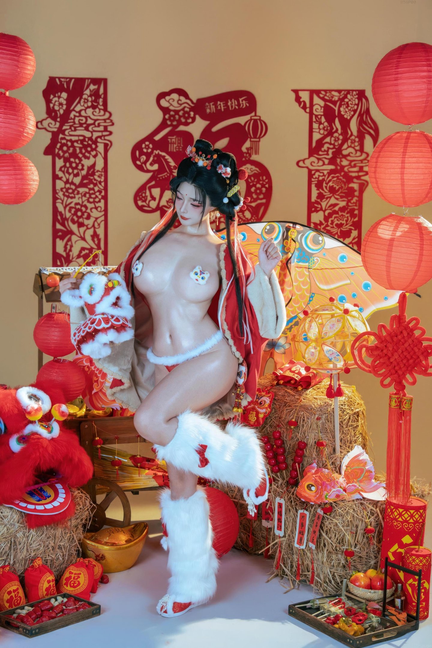 [私房] yuuhui玉汇 - 2026新春特辑 醒狮少女：新春醒狮贴纸遮点 大尺度 131P2V