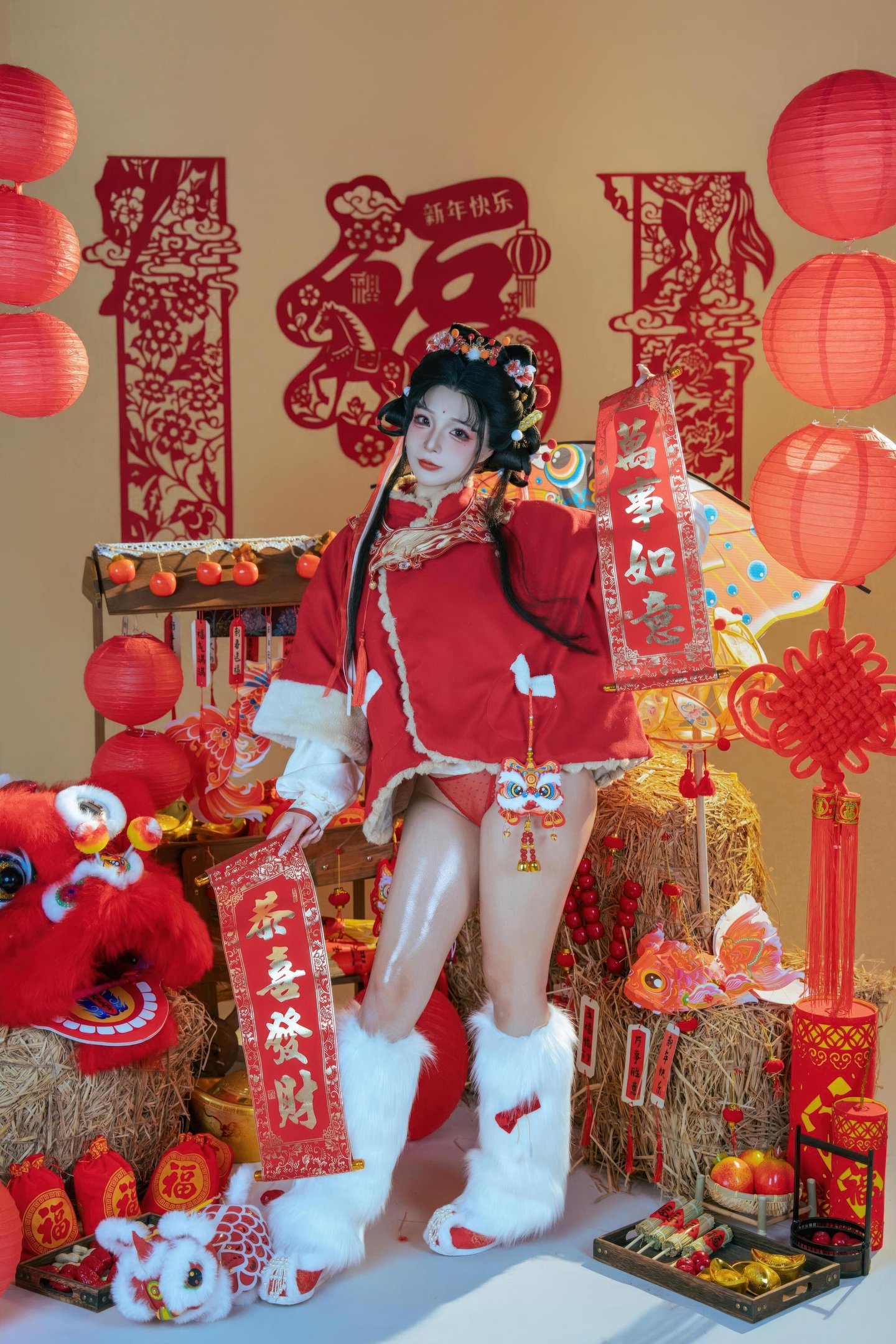 [私房] yuuhui玉汇 - 2026新春特辑 醒狮少女：新春醒狮贴纸遮点 大尺度 131P2V
