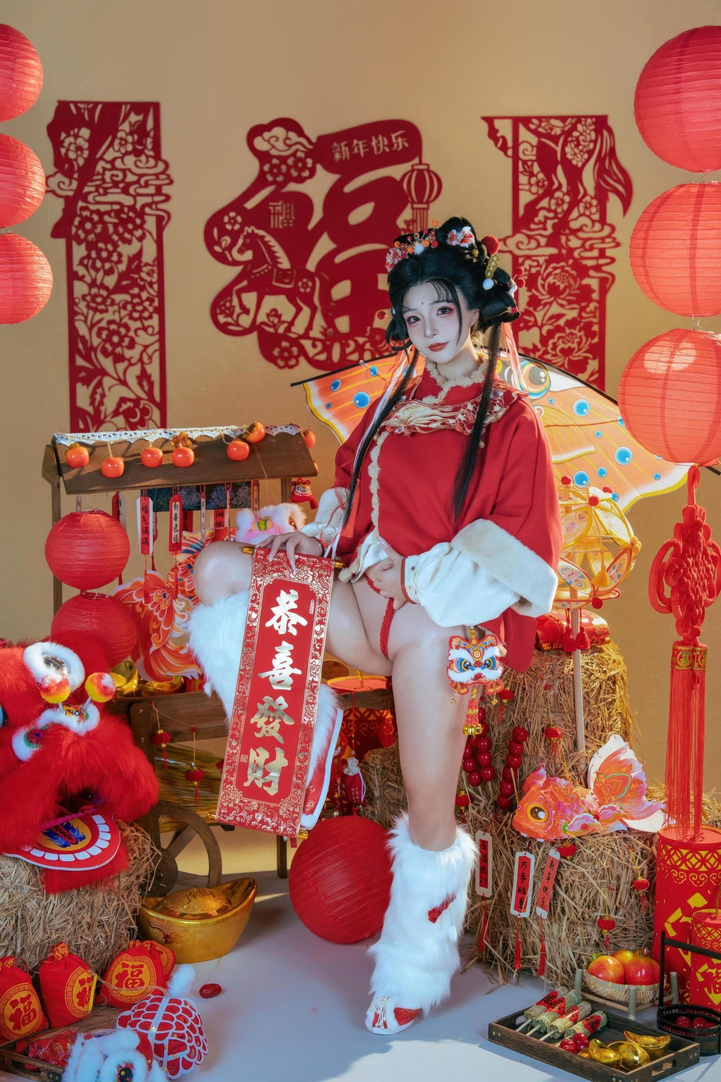 [私房] yuuhui玉汇 - 2026新春特辑 醒狮少女：新春醒狮贴纸遮点 大尺度 131P2V
