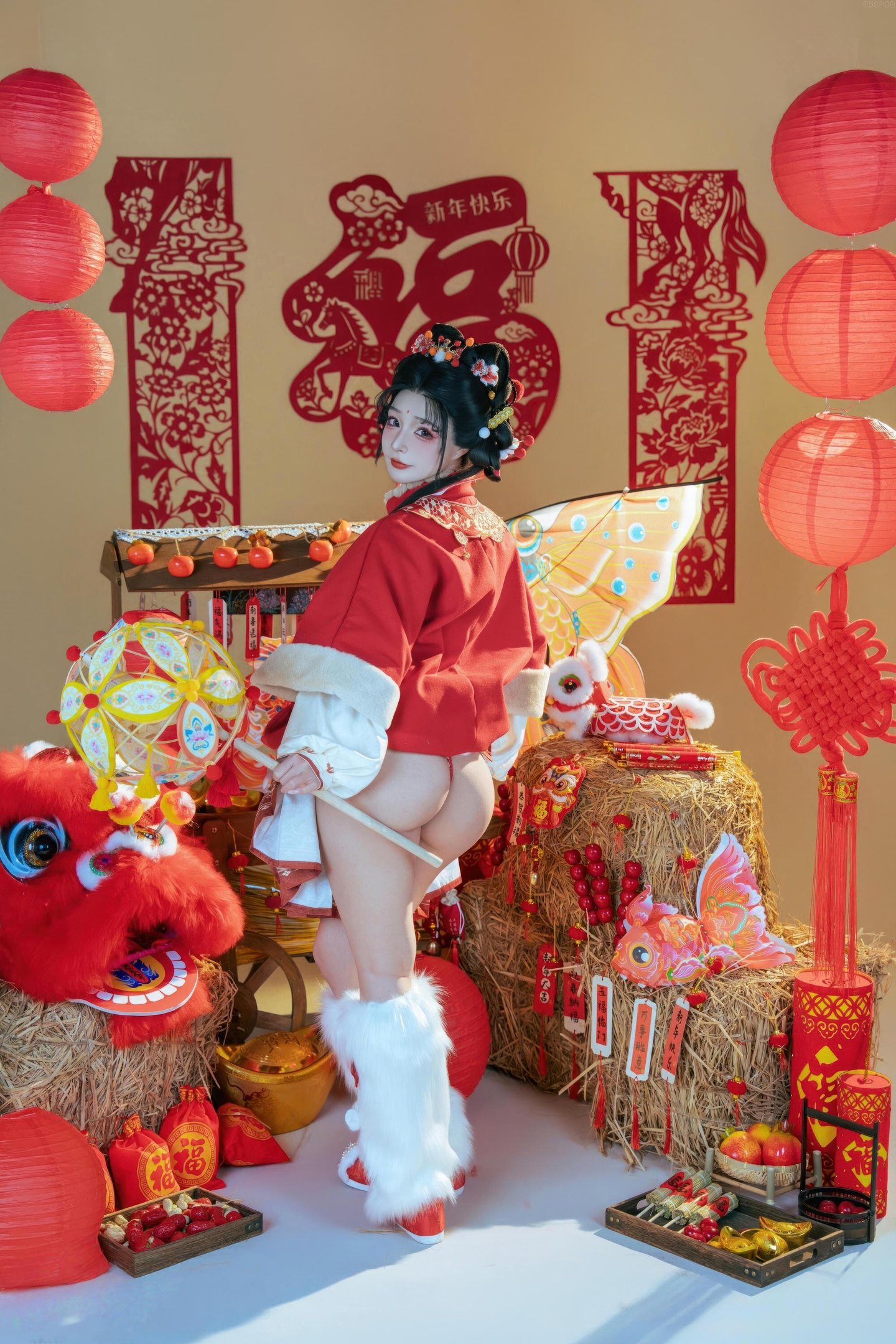 [私房] yuuhui玉匯 - 2026新春特輯 醒獅少女：新春醒獅貼紙遮點 大尺度 131P2V