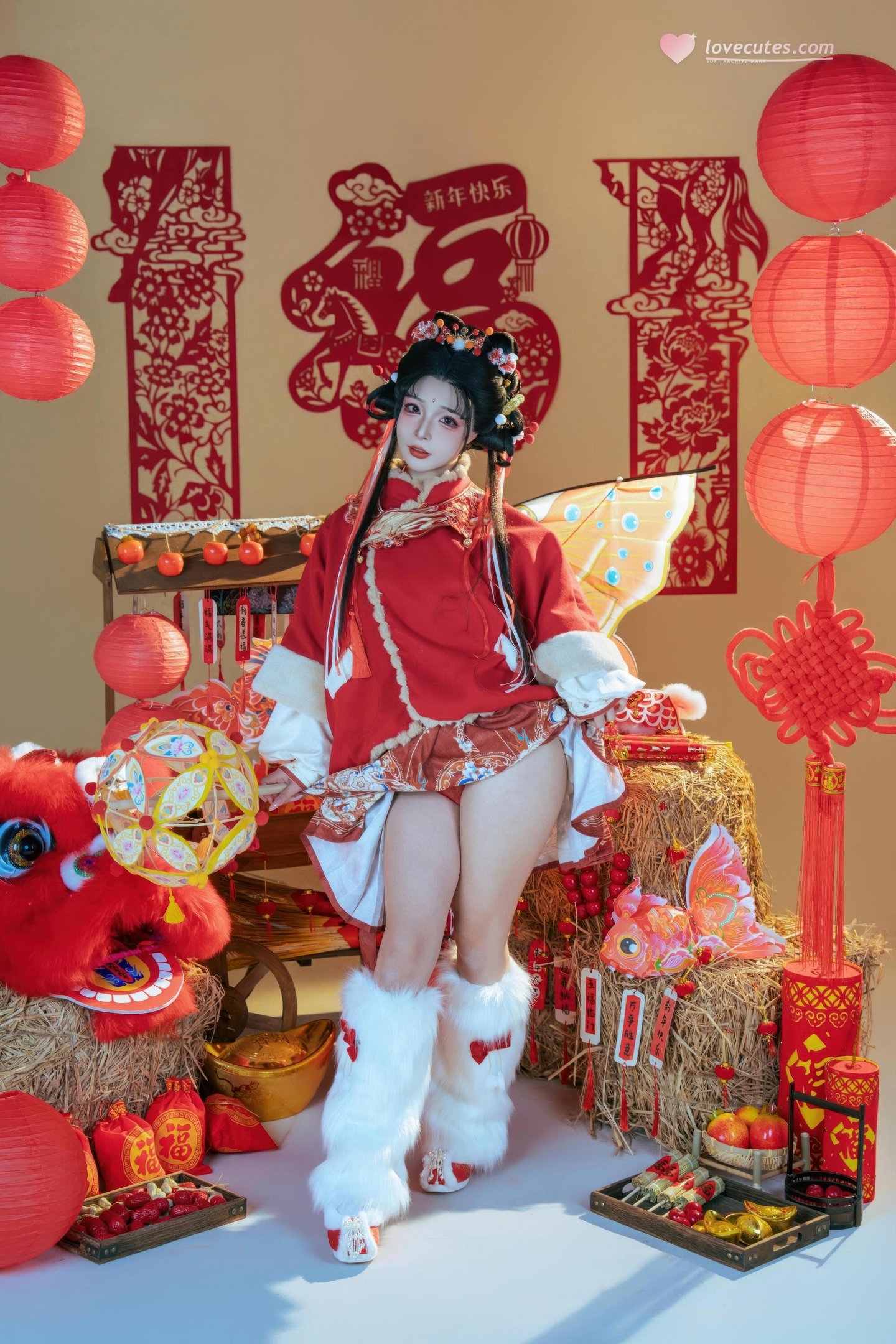 [私房] yuuhui玉匯 - 2026新春特輯 醒獅少女：新春醒獅貼紙遮點 大尺度 131P2V
