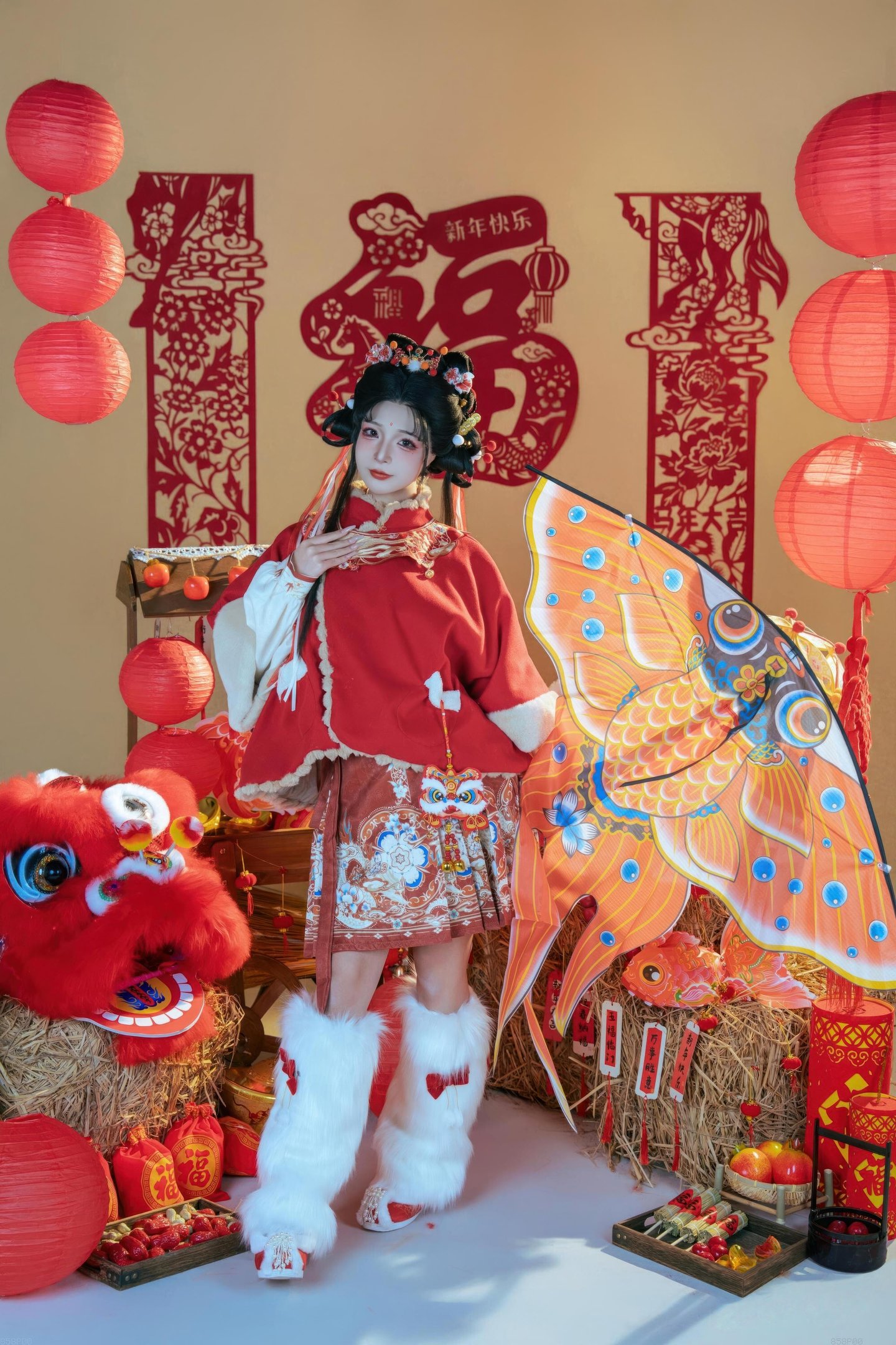 [私房] yuuhui玉汇 - 2026新春特辑 醒狮少女：新春醒狮贴纸遮点 大尺度 131P2V
