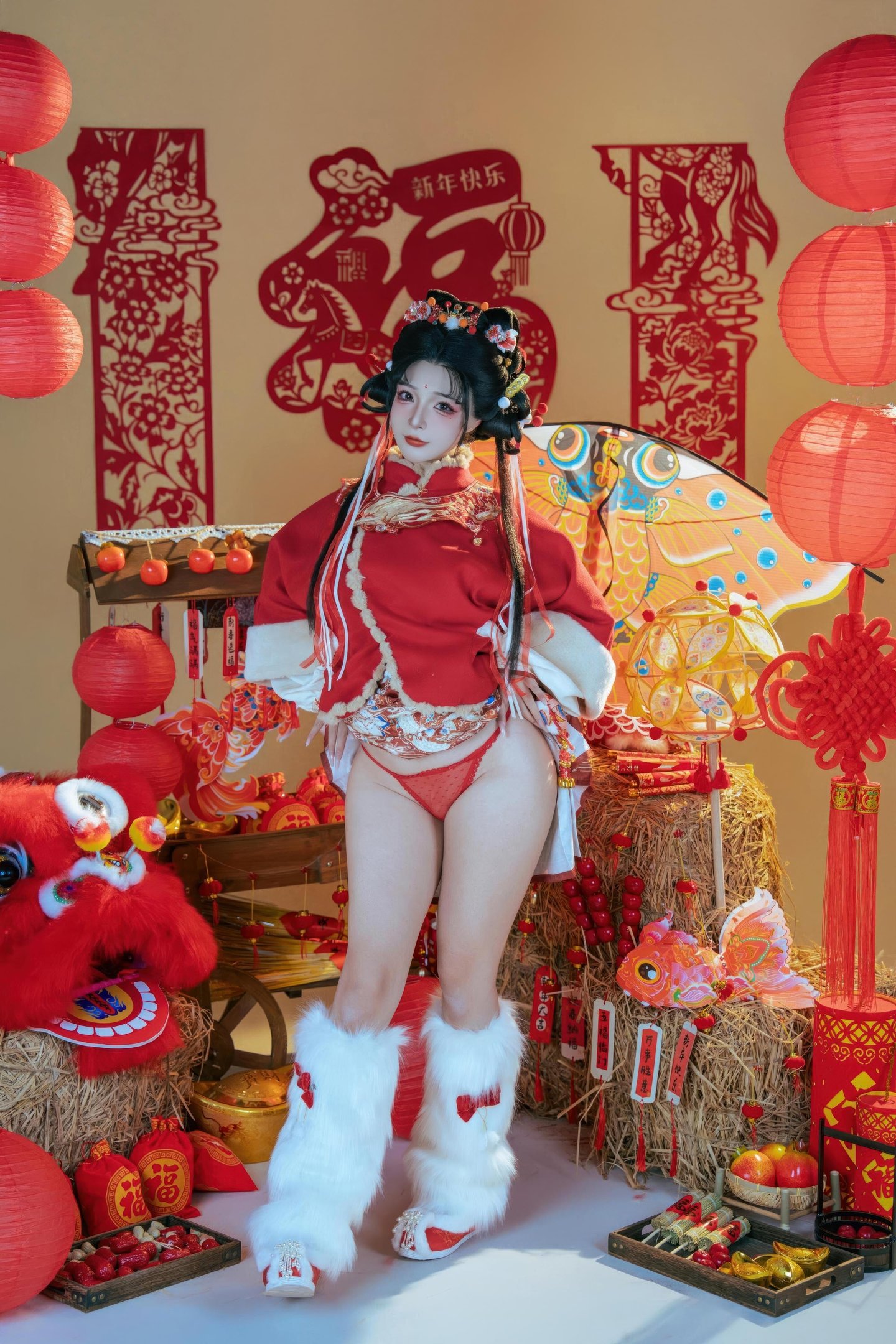 [私房] yuuhui玉汇 - 2026新春特辑 醒狮少女：新春醒狮贴纸遮点 大尺度 131P2V