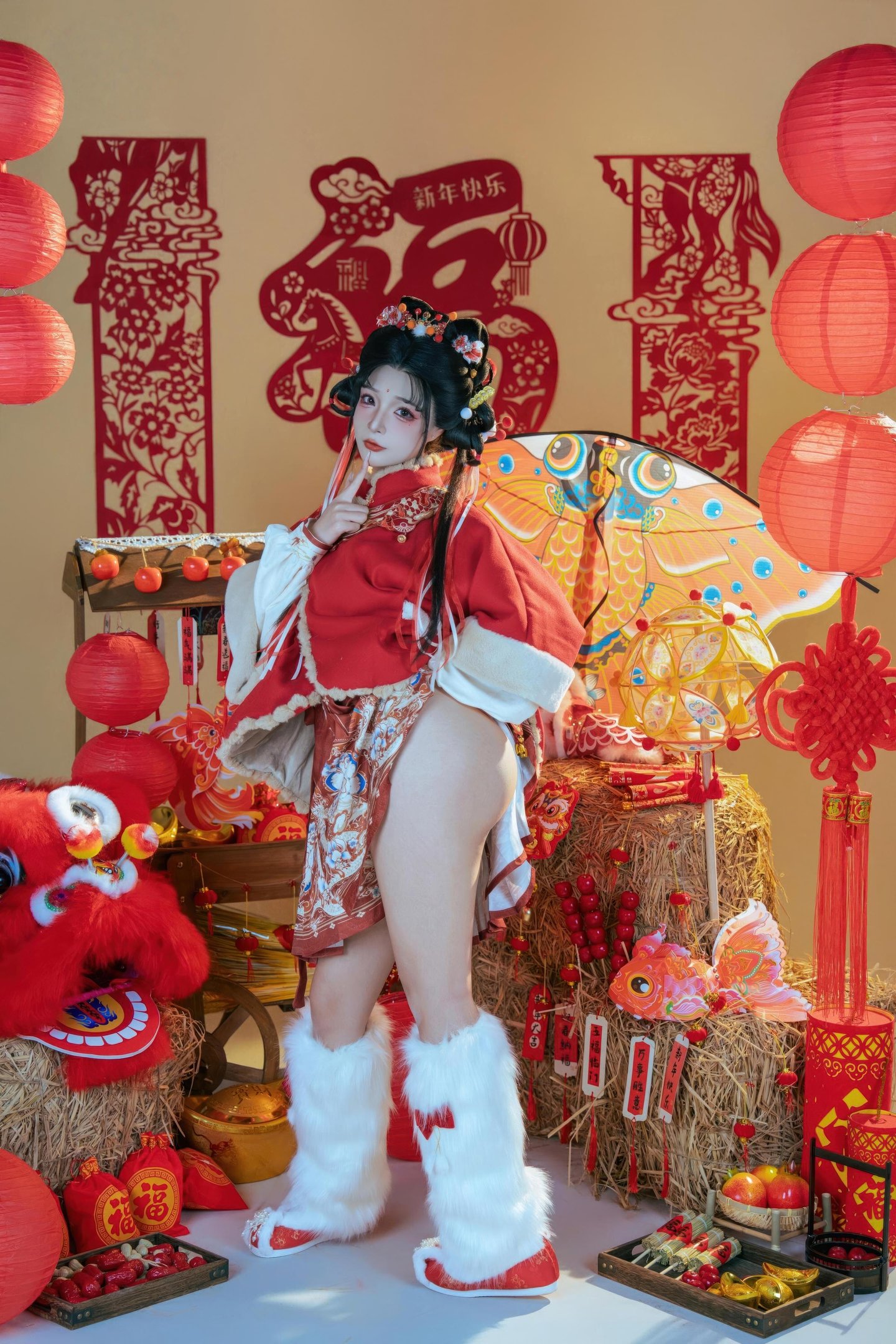 [私房] yuuhui玉汇 - 2026新春特辑 醒狮少女：新春醒狮贴纸遮点 大尺度 131P2V