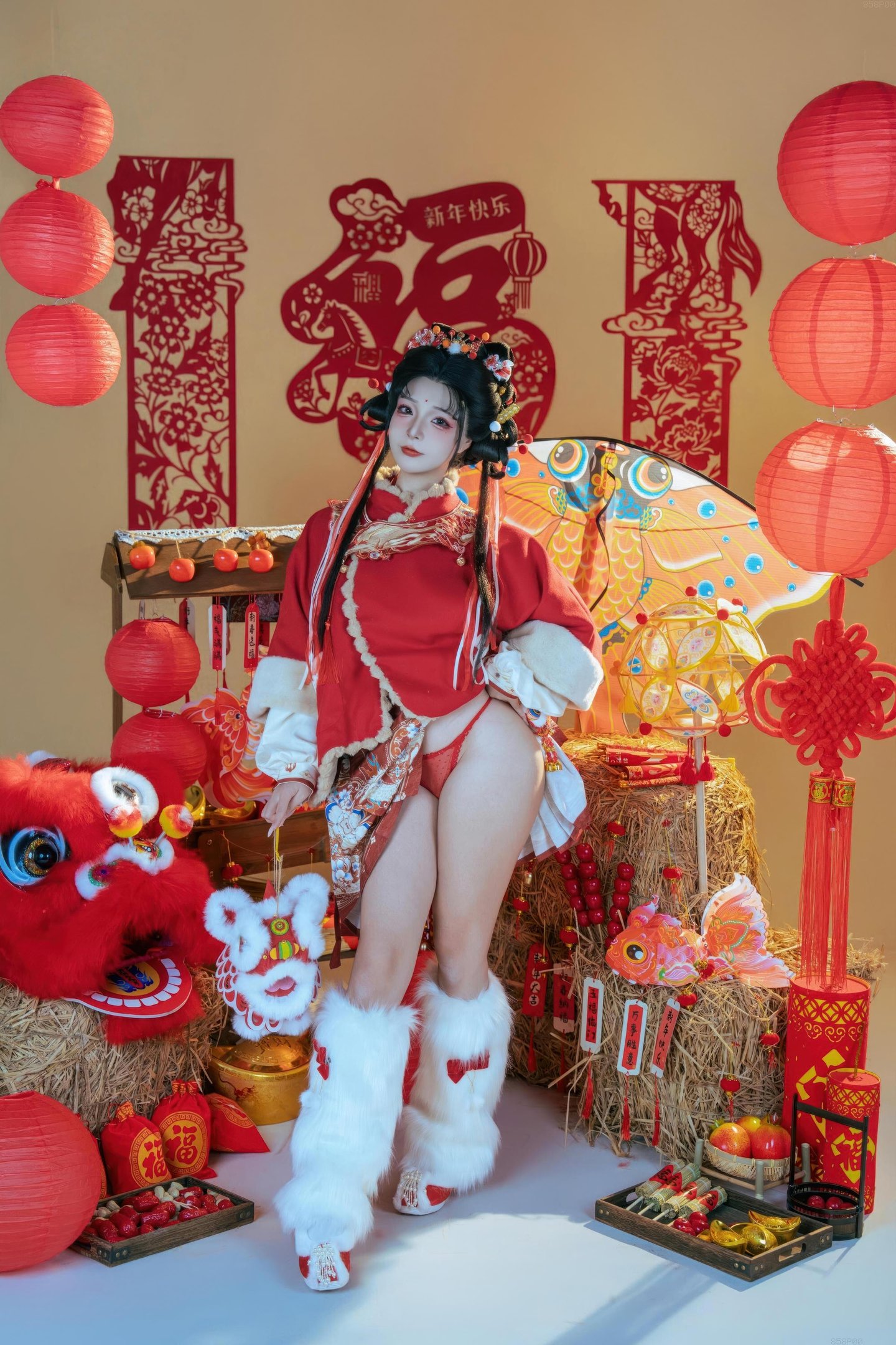 [私房] yuuhui玉汇 - 2026新春特辑 醒狮少女：新春醒狮贴纸遮点 大尺度 131P2V