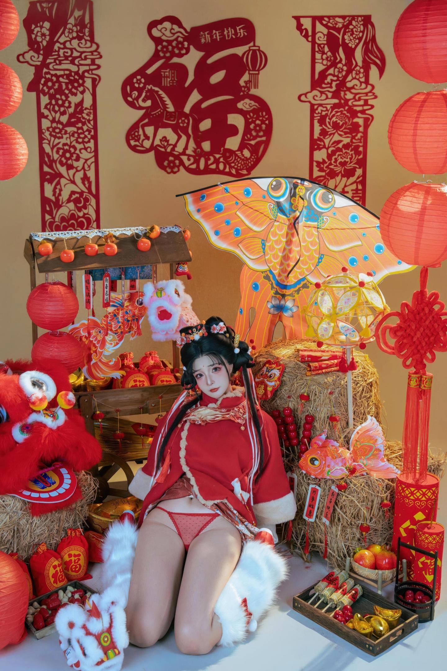 [私房] yuuhui玉汇 - 2026新春特辑 醒狮少女：新春醒狮贴纸遮点 大尺度 131P2V