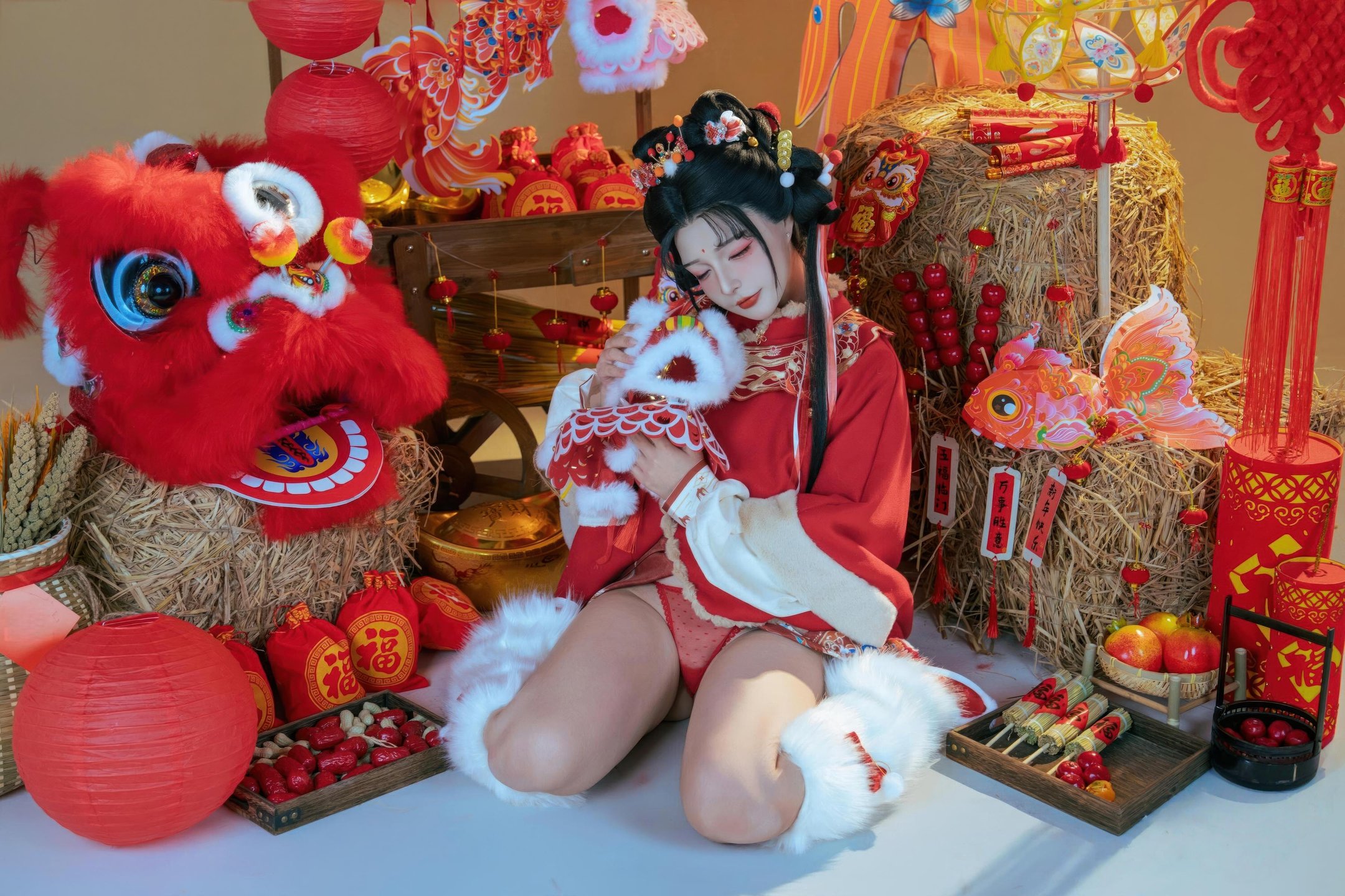 [私房] yuuhui玉汇 - 2026新春特辑 醒狮少女：新春醒狮贴纸遮点 大尺度 131P2V